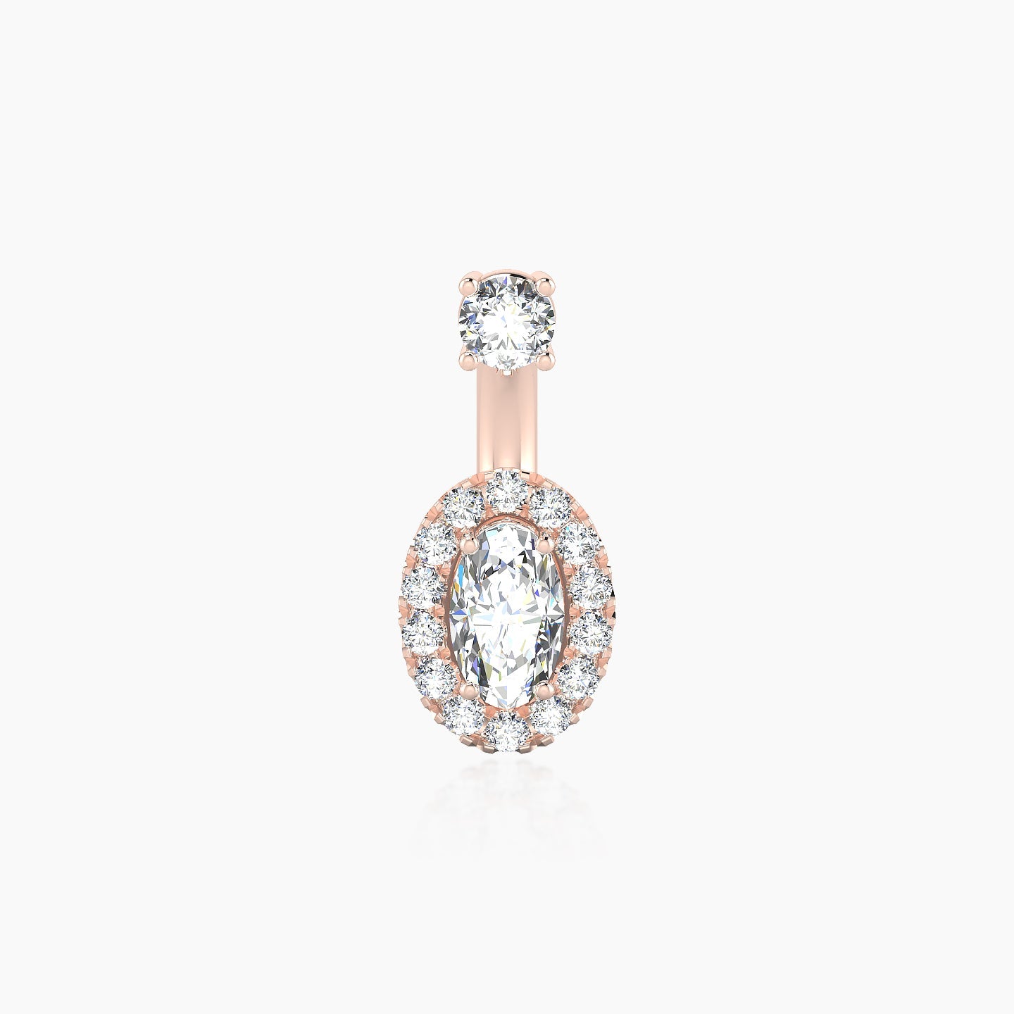 Eirene | 18k Rose Gold 8 mm 8 mm Halo Oval Diamond Navel Piercing