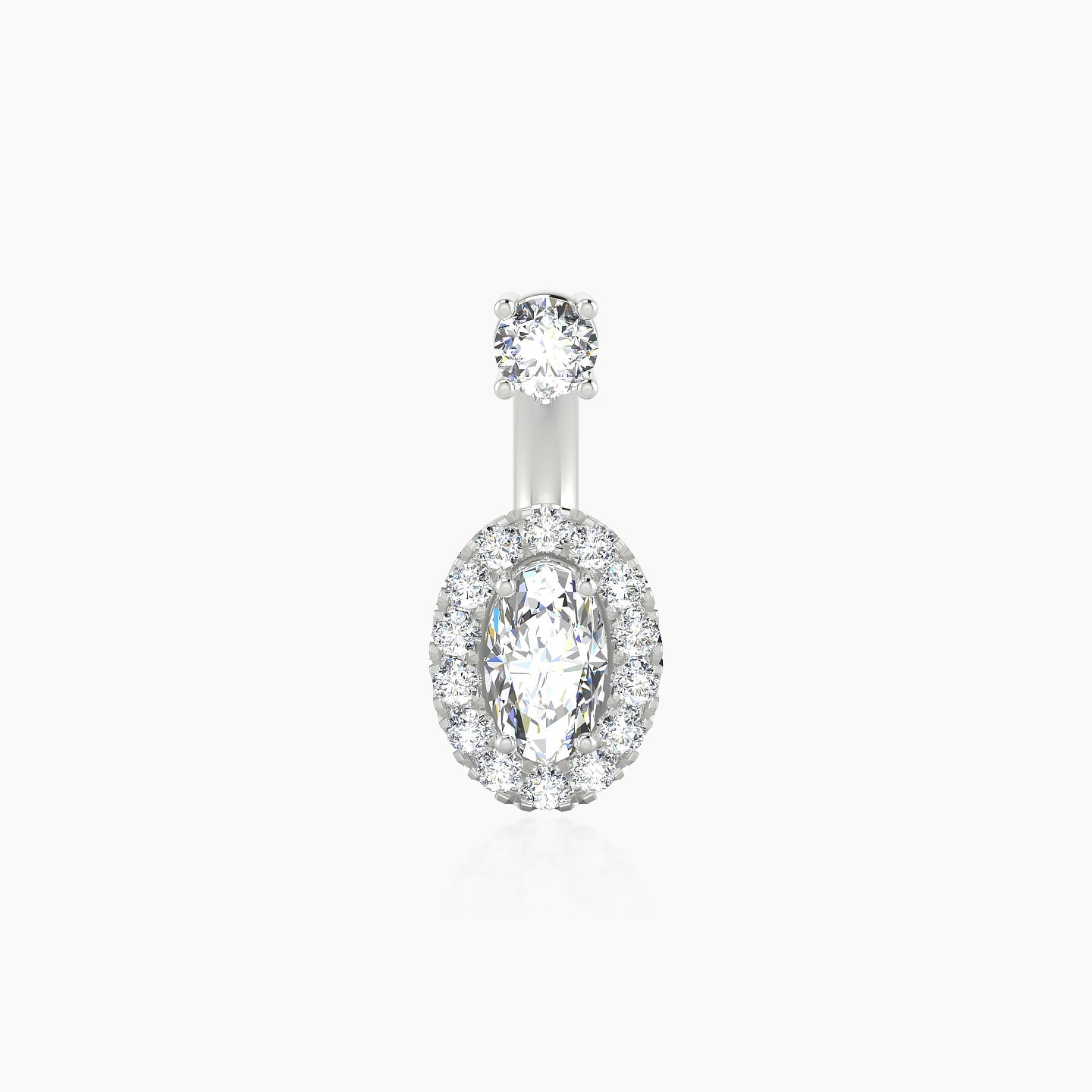 Eirene | 18k White Gold 8 mm 8 mm Halo Oval Diamond Navel Piercing