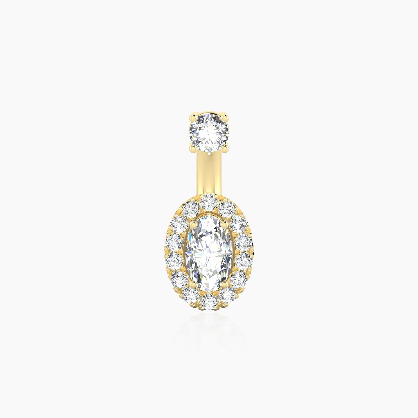 Eirene | 18k Yellow Gold 8 mm 8 mm Halo Oval Diamond Navel Piercing