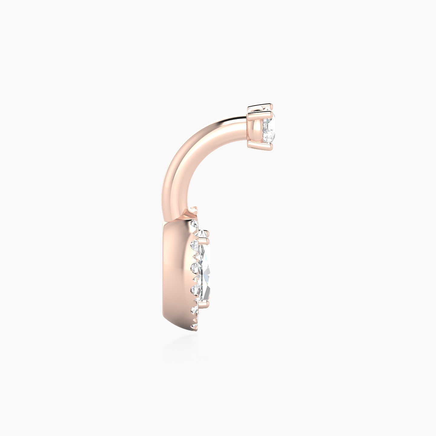 Eirene | 18k Rose Gold 8 mm 8 mm Halo Oval Diamond Navel Piercing