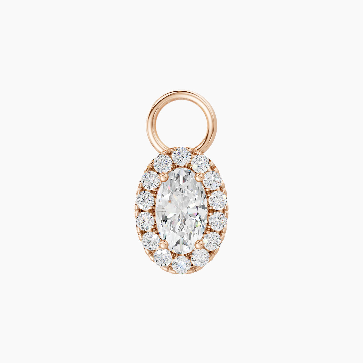 Eirene | 18k Rose Gold 7.5 mm Halo Oval Diamond Charm