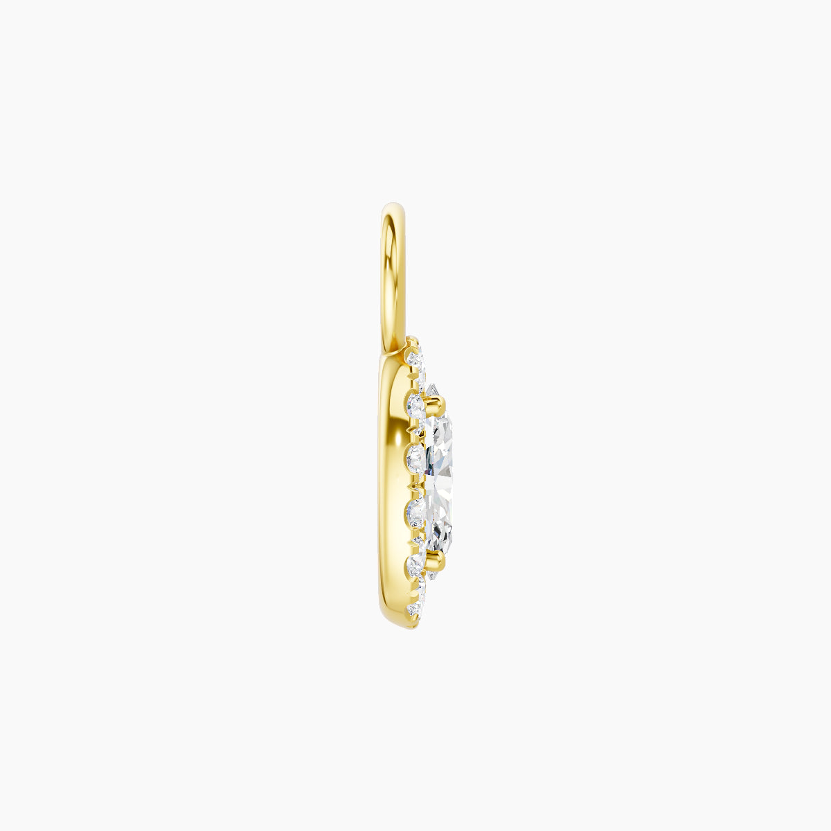 Eirene | 18k Yellow Gold 7.5 mm Halo Oval Diamond Charm