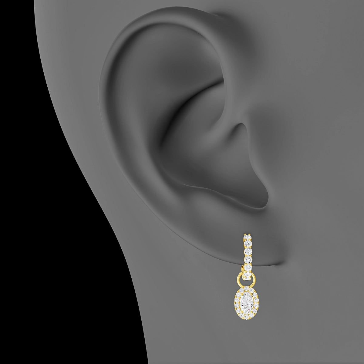 Eirene | 18k Yellow Gold 7.5 mm Halo Oval Diamond Charm