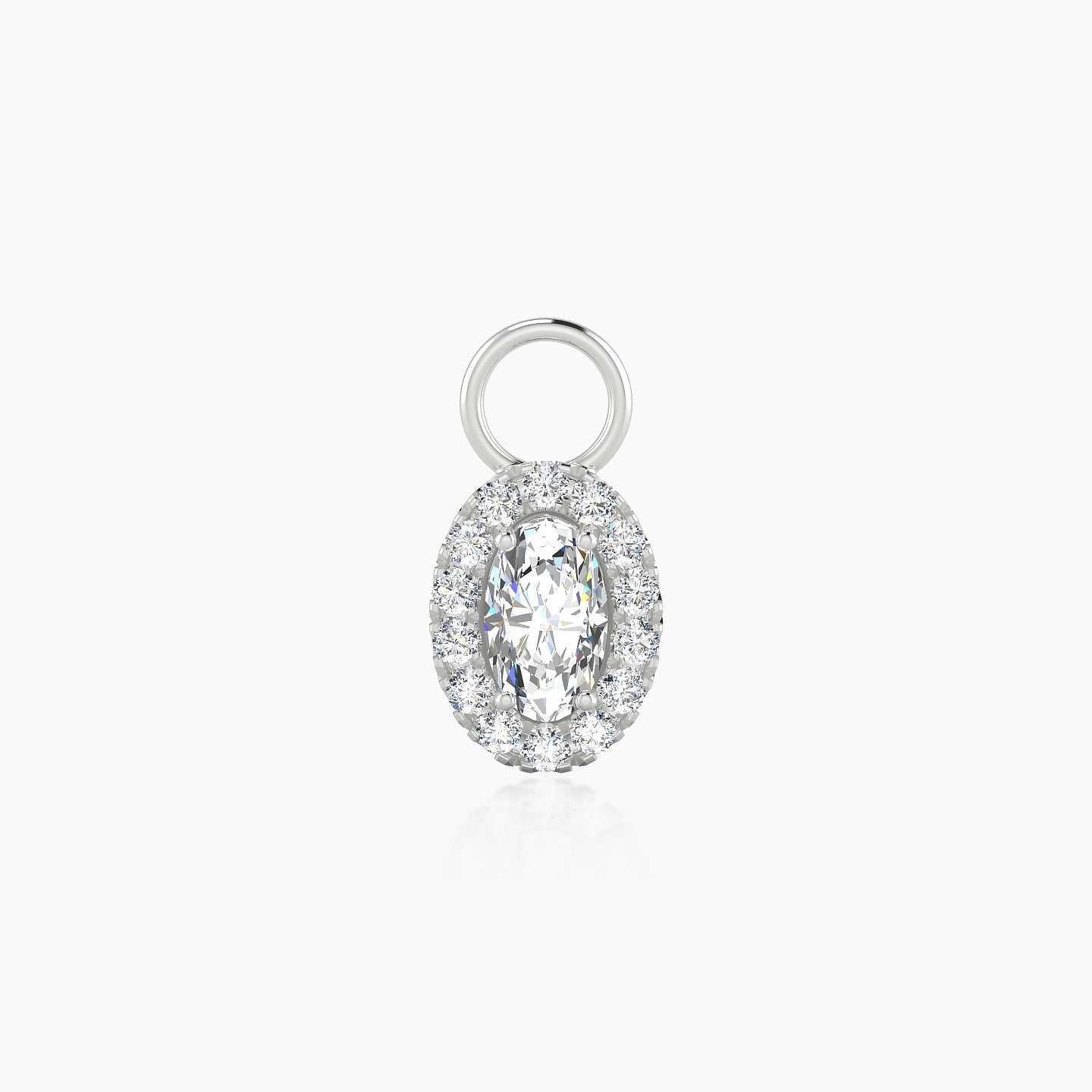 Eirene | 18k White Gold 8 mm Halo Oval Diamond Charm