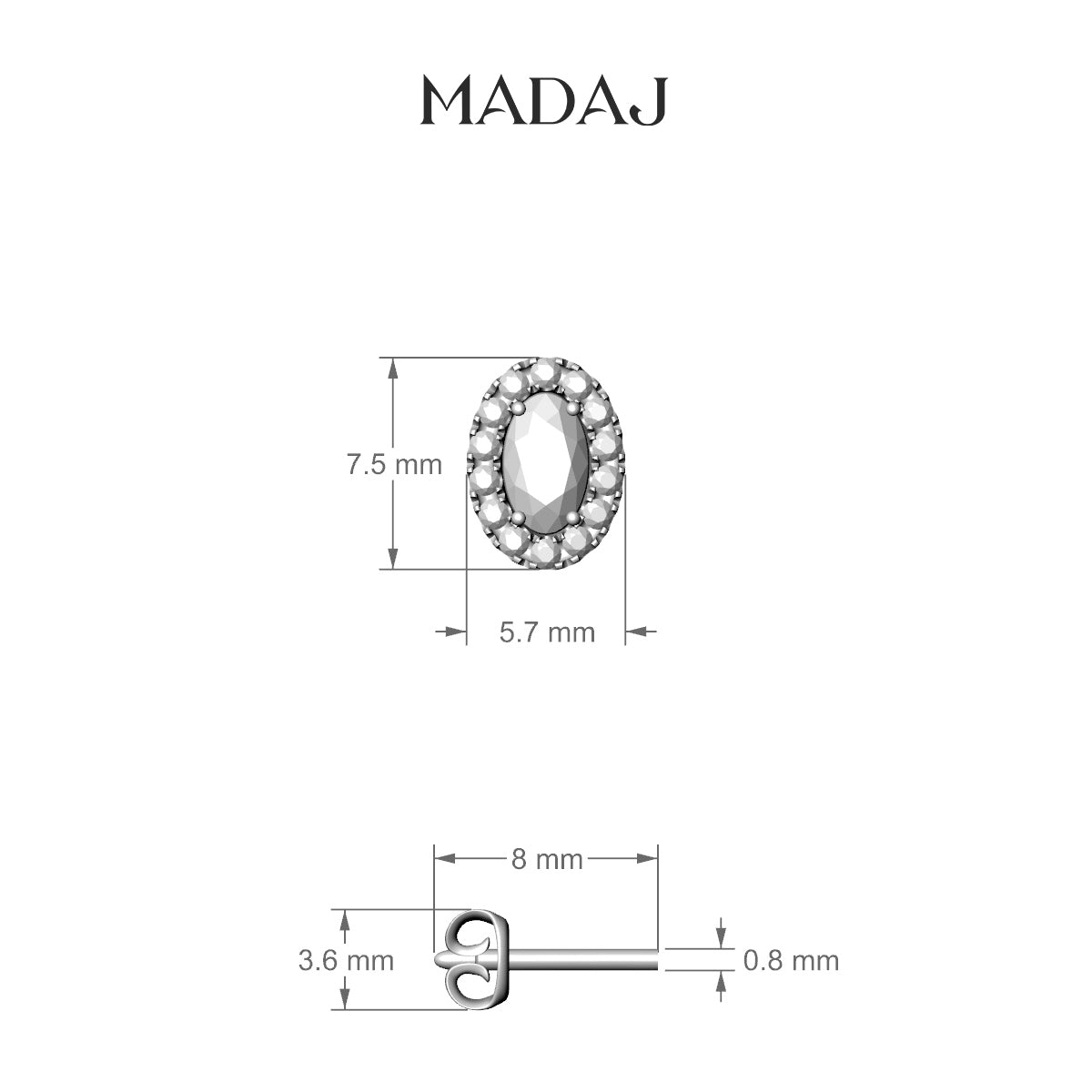 Eirene | 18k Rose Gold 7.5 mm Halo Oval Diamond Earring