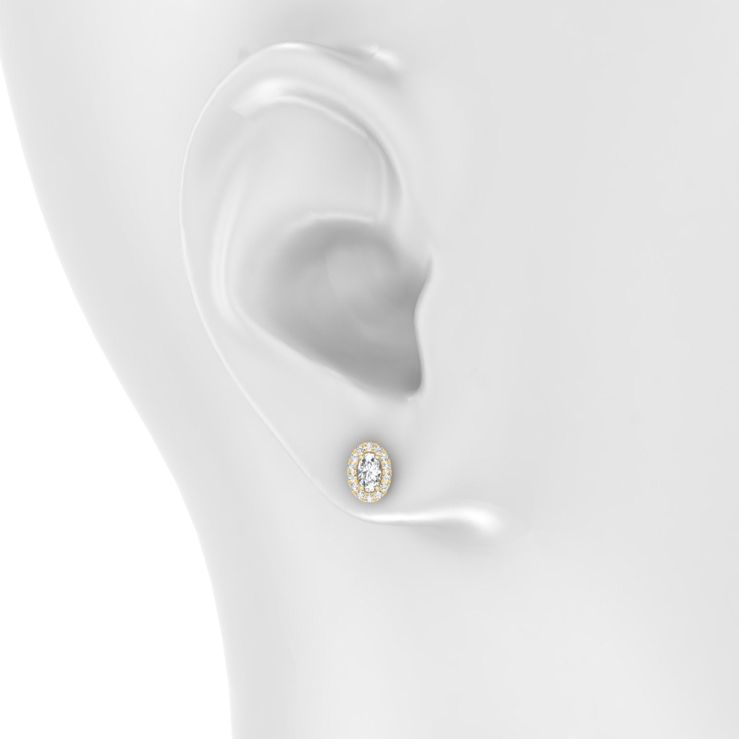Eirene | 18k Yellow Gold 7.5 mm Halo Oval Diamond Earring