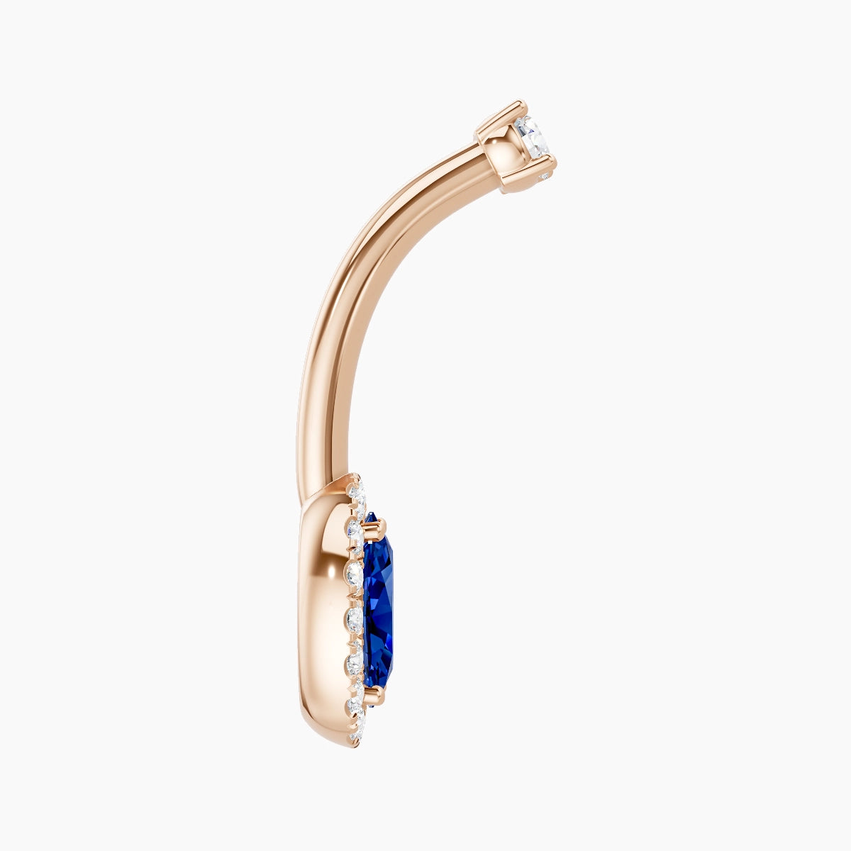 Eirene | 18k Rose Gold 8.5 mm 10 mm Halo Oval Sapphire & Diamond Belly Piercing