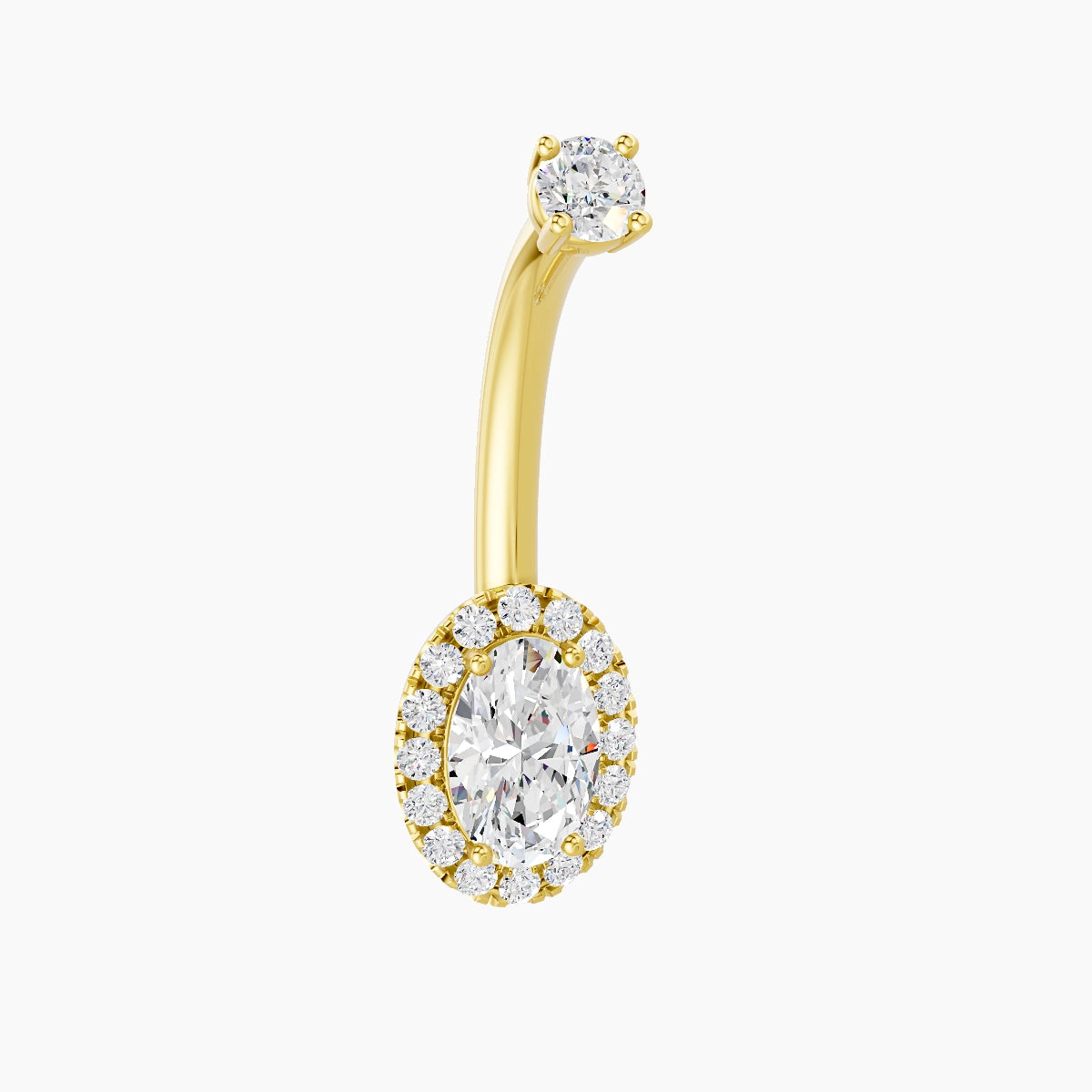 Eirene | 18k Yellow Gold 8.5 mm 10 mm Halo Oval Diamond Belly Piercing