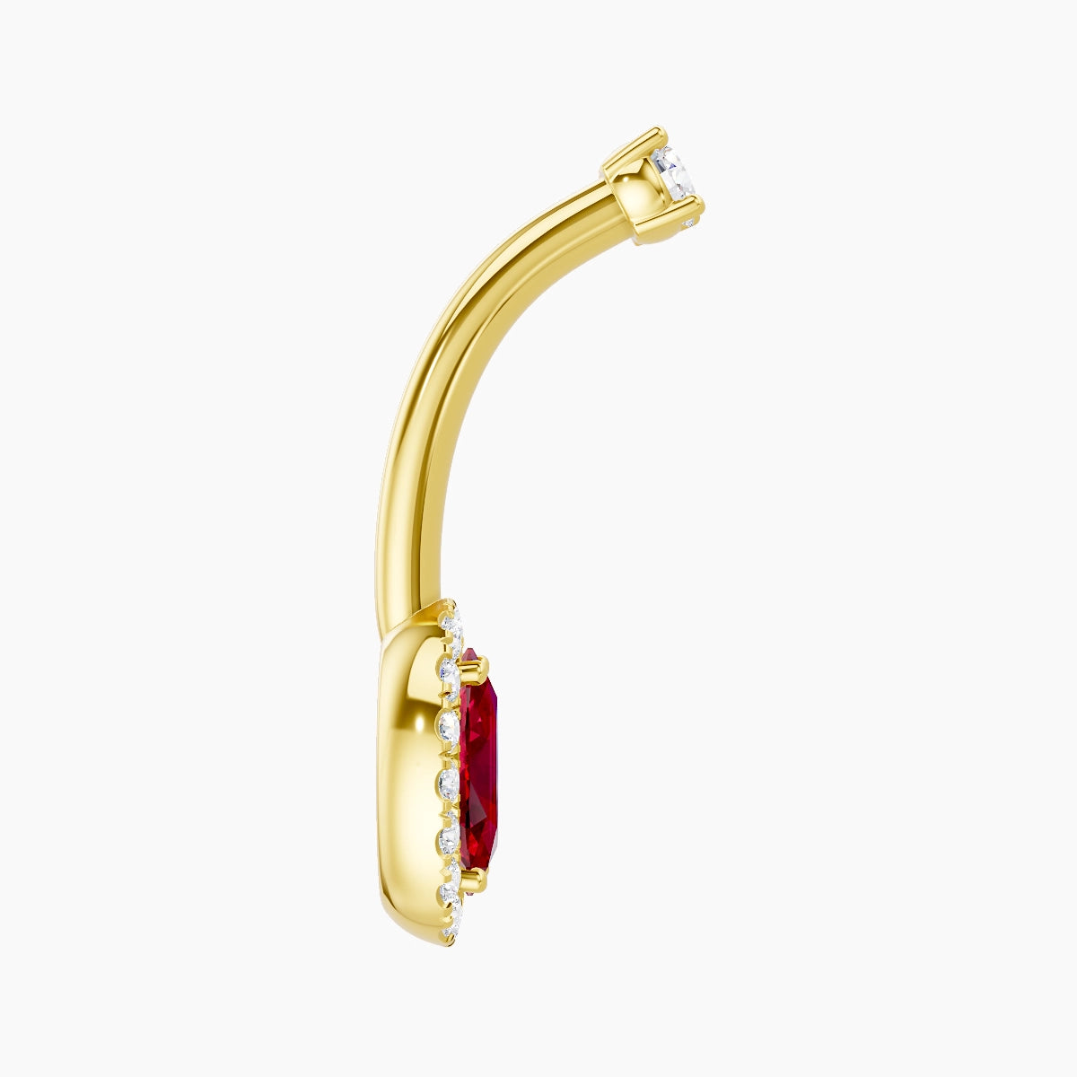 Eirene | 18k Yellow Gold 8.5 mm 10 mm Halo Oval Ruby & Diamond Belly Piercing