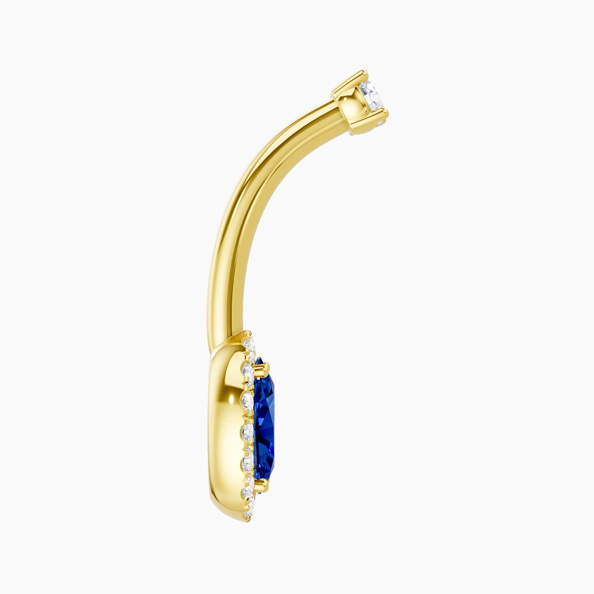 Eirene | 18k Yellow Gold 8.5 mm 10 mm Halo Oval Sapphire & Diamond Belly Piercing
