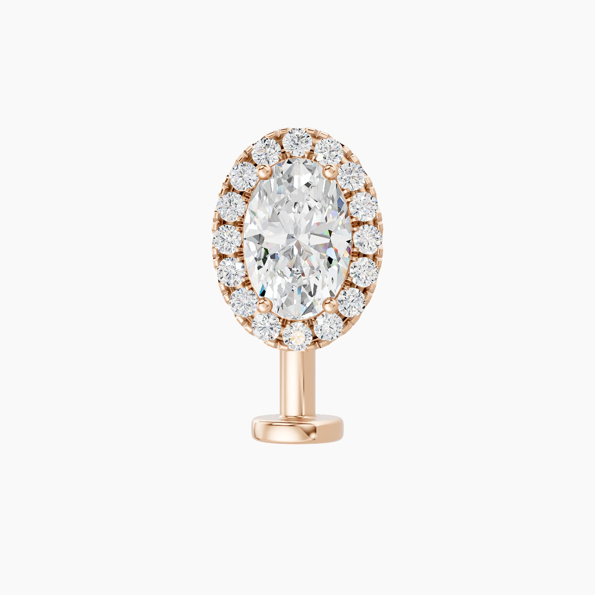 Eirene | 18k Rose Gold 8.5 mm 10 mm Halo Oval Diamond Floating Navel Piercing