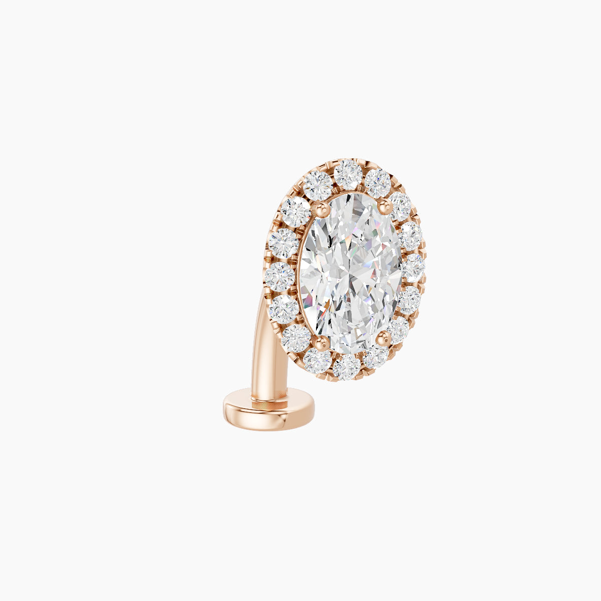 Eirene | 18k Rose Gold 8.5 mm 10 mm Halo Oval Diamond Floating Navel Piercing