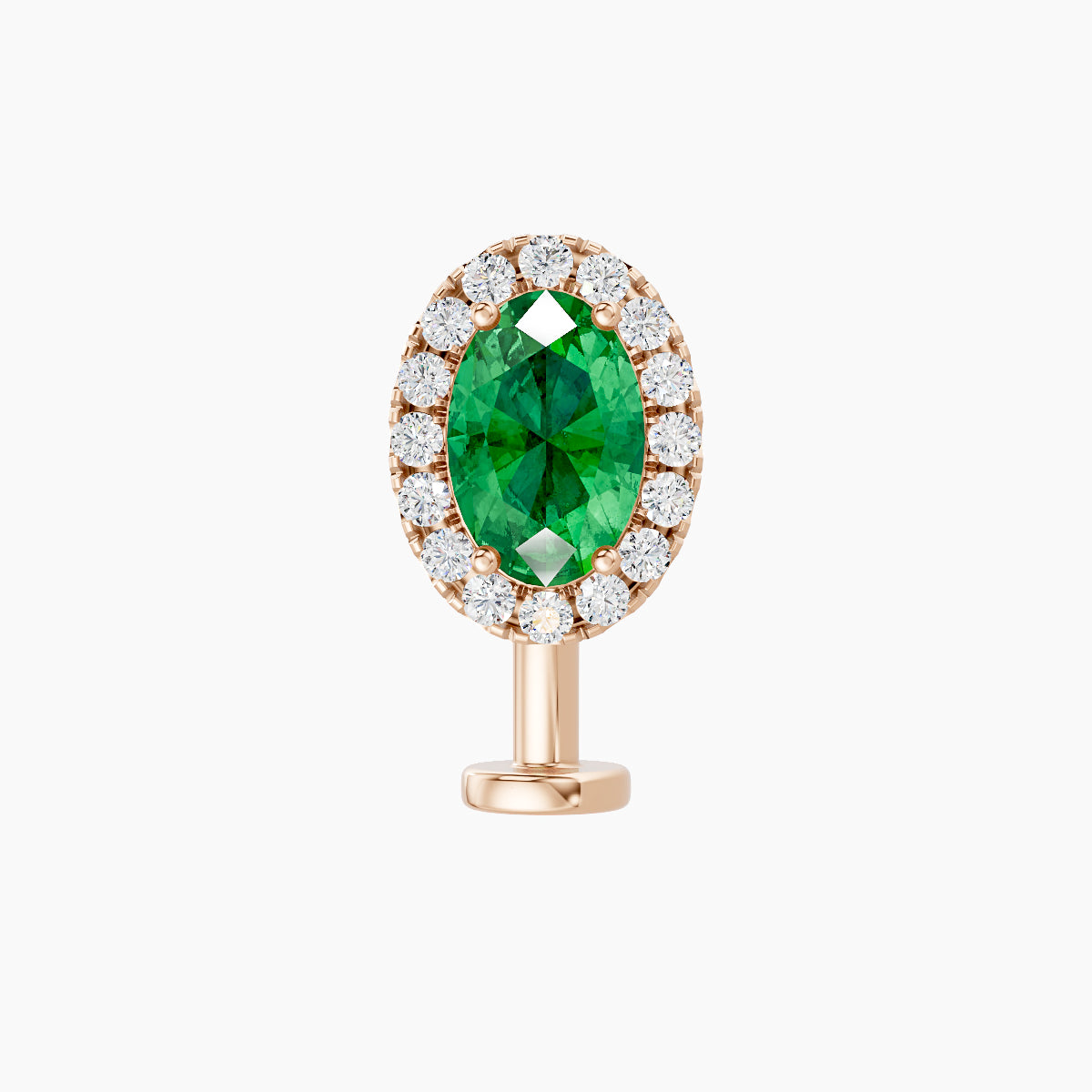 Eirene | 18k Rose Gold 10 mm 8.5 mm Halo Oval Emerald & Diamond Floating Navel Piercing