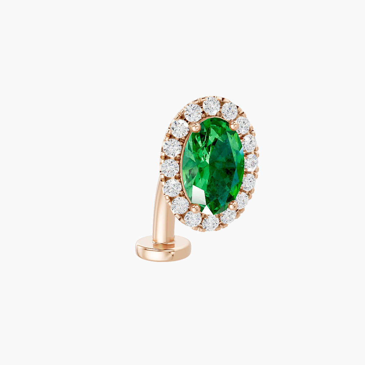 Eirene | 18k Rose Gold 10 mm 8.5 mm Halo Oval Emerald & Diamond Floating Navel Piercing