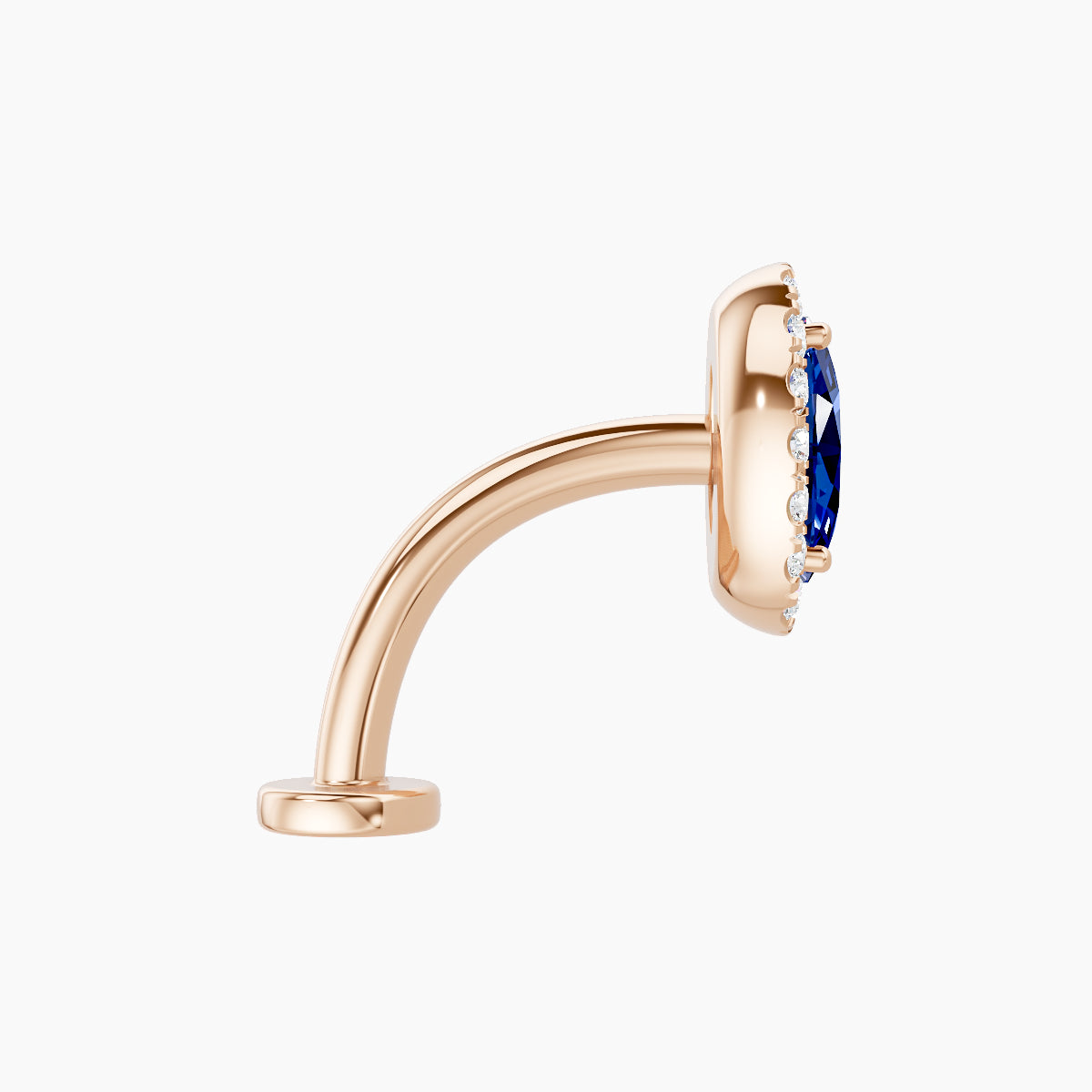 Eirene | 18k Rose Gold 10 mm 8.5 mm Halo Oval Sapphire & Diamond Floating Navel Piercing