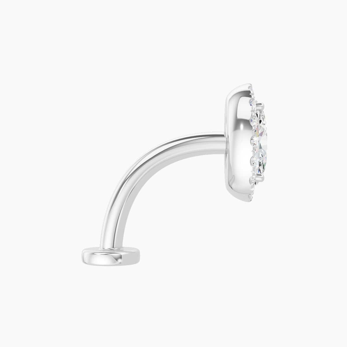 Eirene | 18k White Gold 8.5 mm 10 mm Halo Oval Diamond Floating Navel Piercing