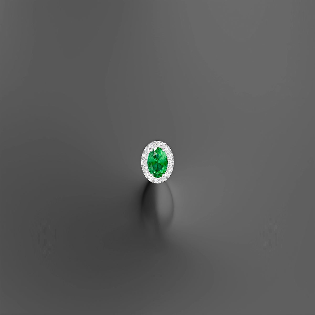 Eirene | 18k White Gold 10 mm 8.5 mm Halo Oval Emerald & Diamond Floating Navel Piercing