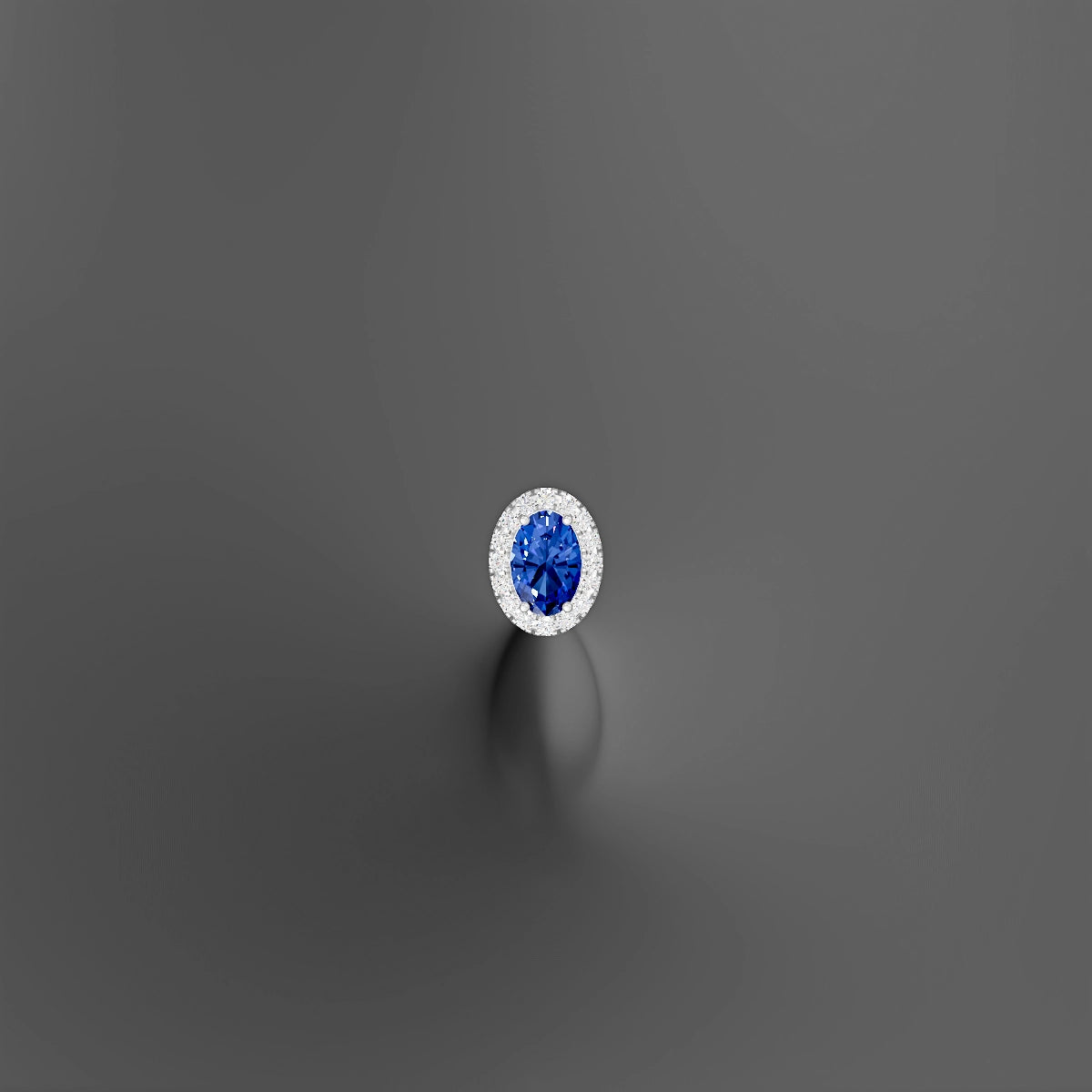 Eirene | 18k White Gold 10 mm 8.5 mm Halo Oval Sapphire & Diamond Floating Navel Piercing