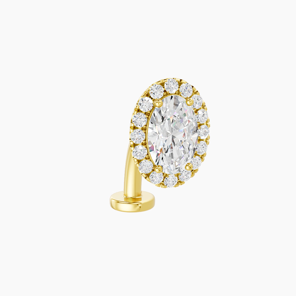 Eirene | 18k Yellow Gold 8.5 mm 10 mm Halo Oval Diamond Floating Navel Piercing