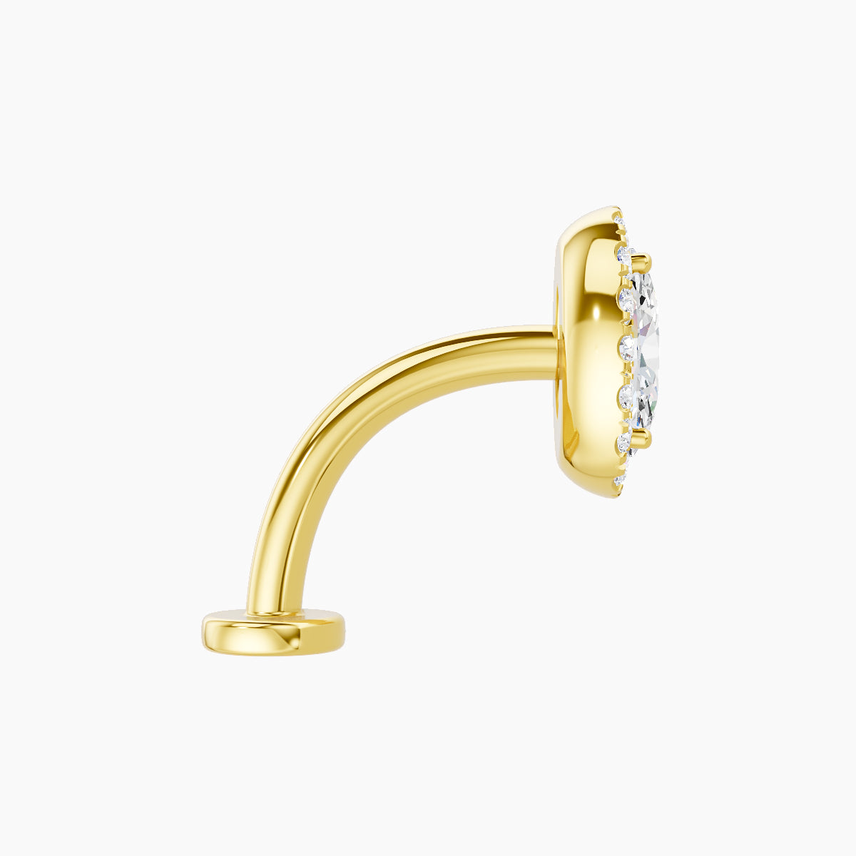 Eirene | 18k Yellow Gold 8.5 mm 10 mm Halo Oval Diamond Floating Navel Piercing