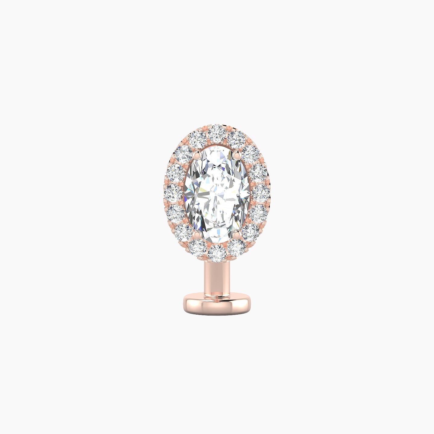 Eirene | 18k Rose Gold 9 mm 10 mm Halo Oval Diamond Floating Navel Piercing