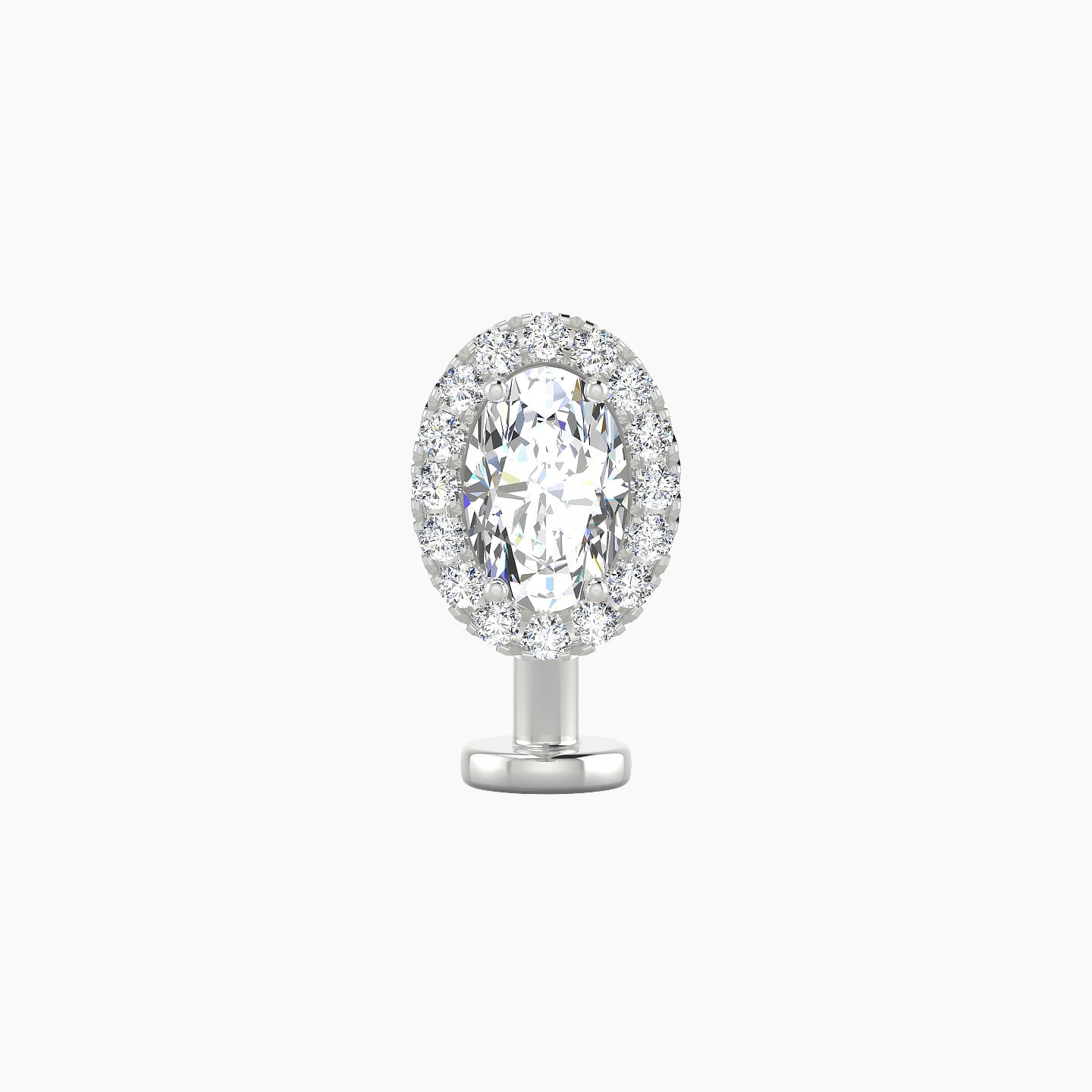 Eirene | 18k White Gold 9 mm 10 mm Halo Oval Diamond Floating Navel Piercing