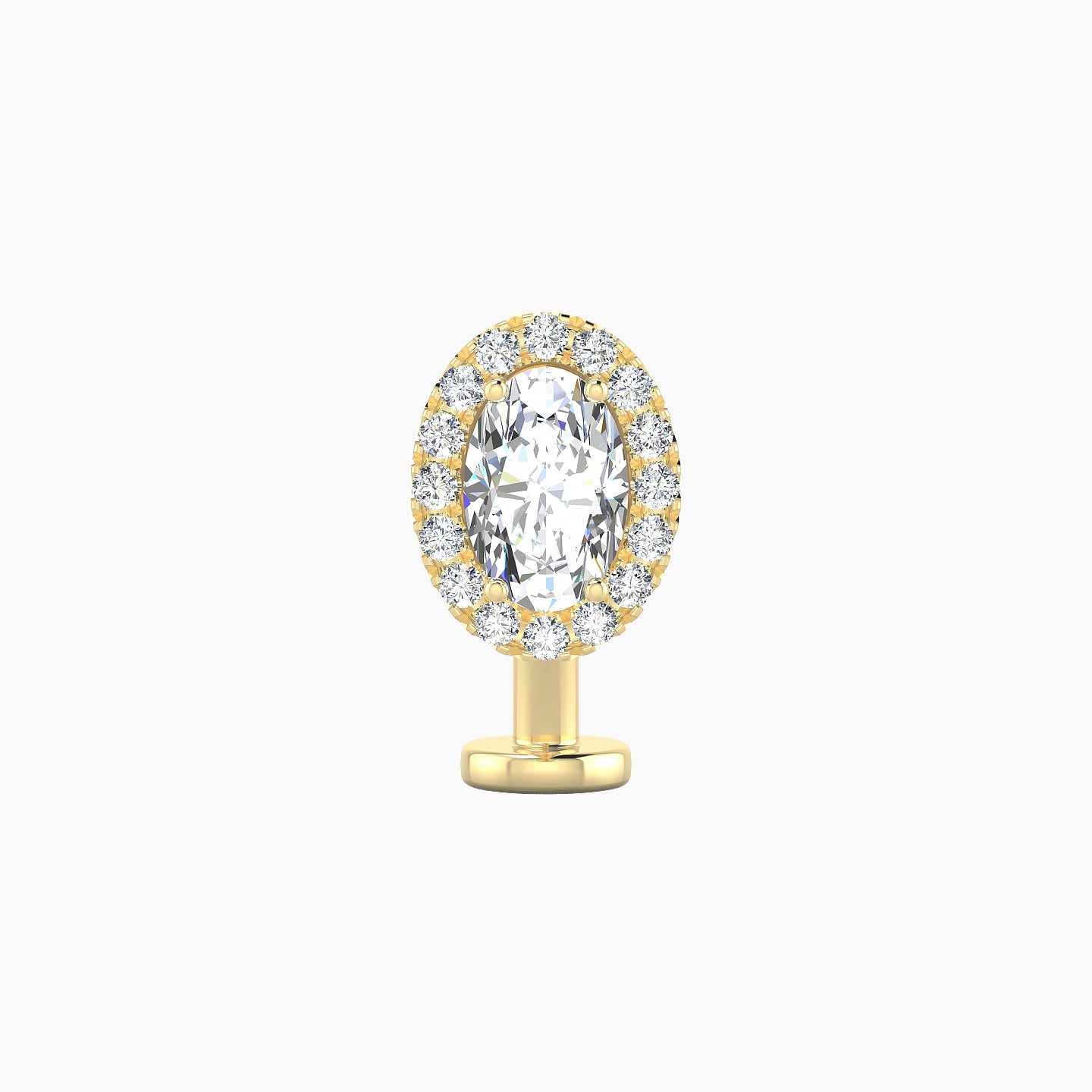 Eirene | 18k Yellow Gold 9 mm 10 mm Halo Oval Diamond Floating Navel Piercing