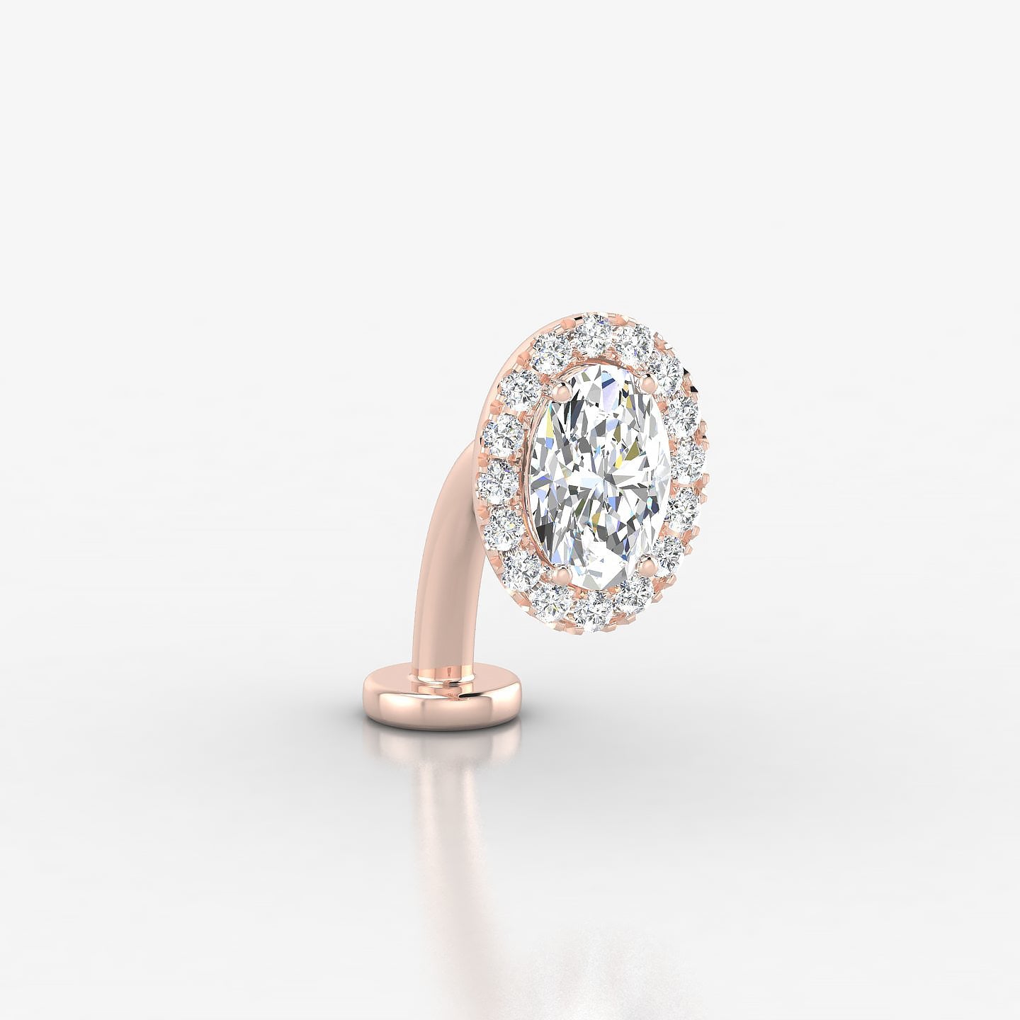 Eirene | 18k Rose Gold 9 mm 10 mm Halo Oval Diamond Floating Navel Piercing