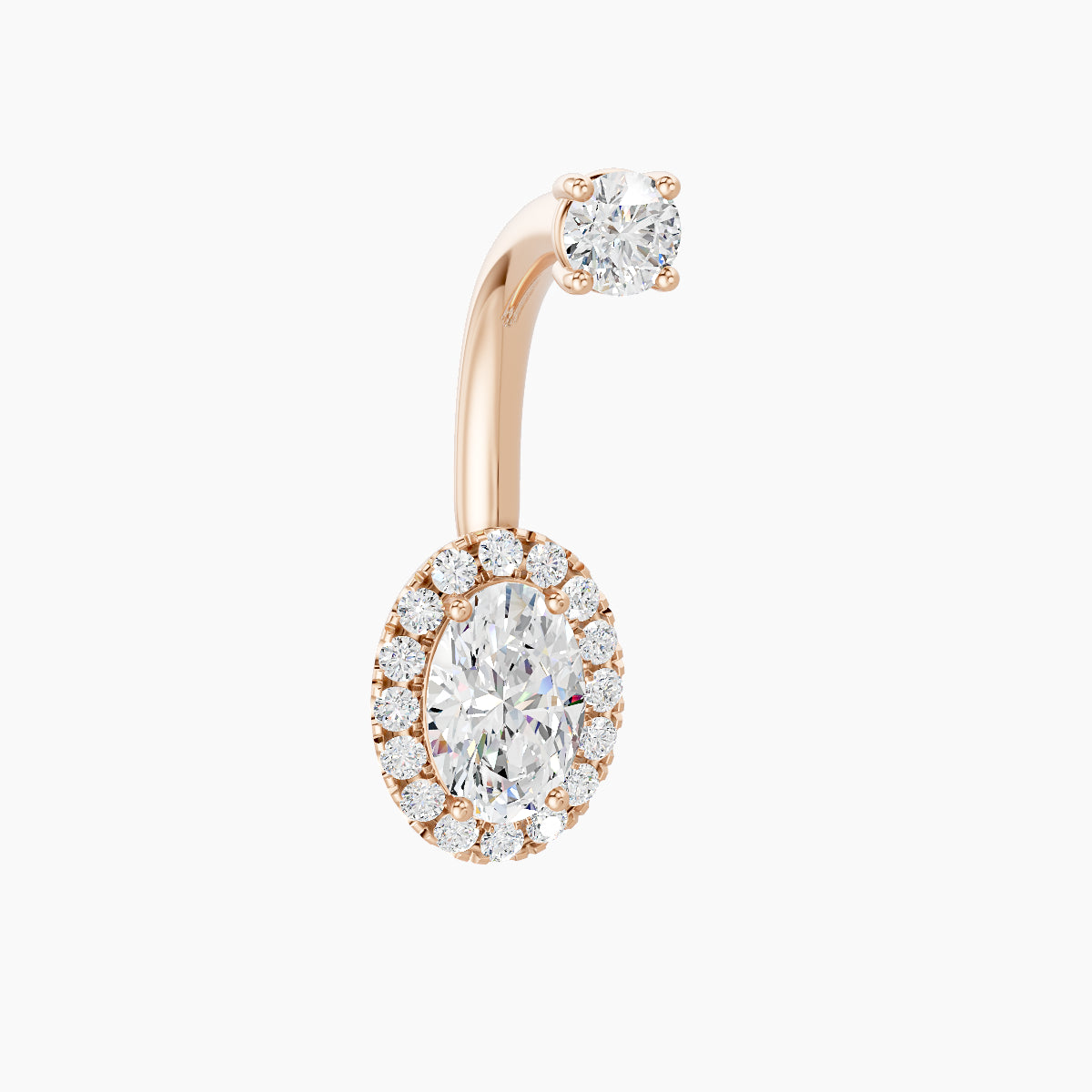Eirene | 18k Rose Gold 8.5 mm 10 mm Halo Oval Diamond Navel Piercing