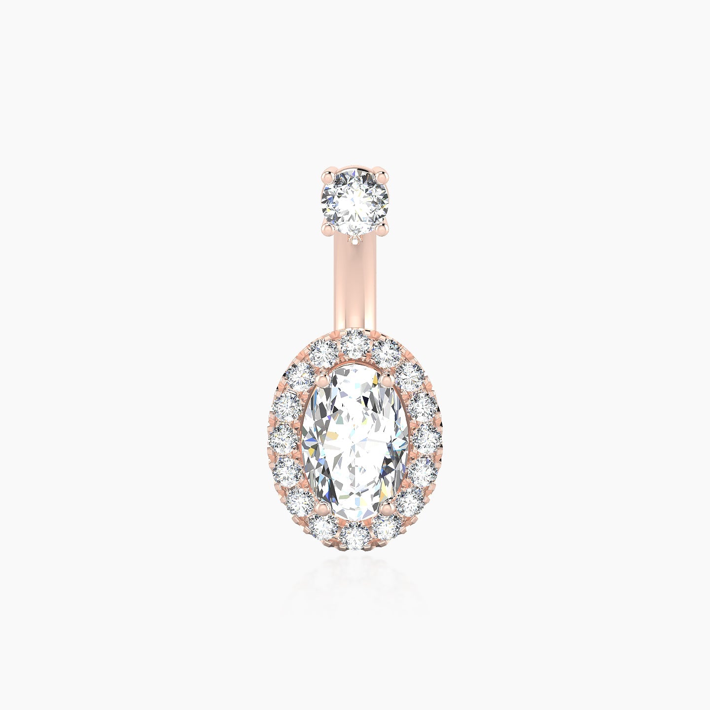 Eirene | 18k Rose Gold 10 mm 9 mm Halo Oval Diamond Navel Piercing