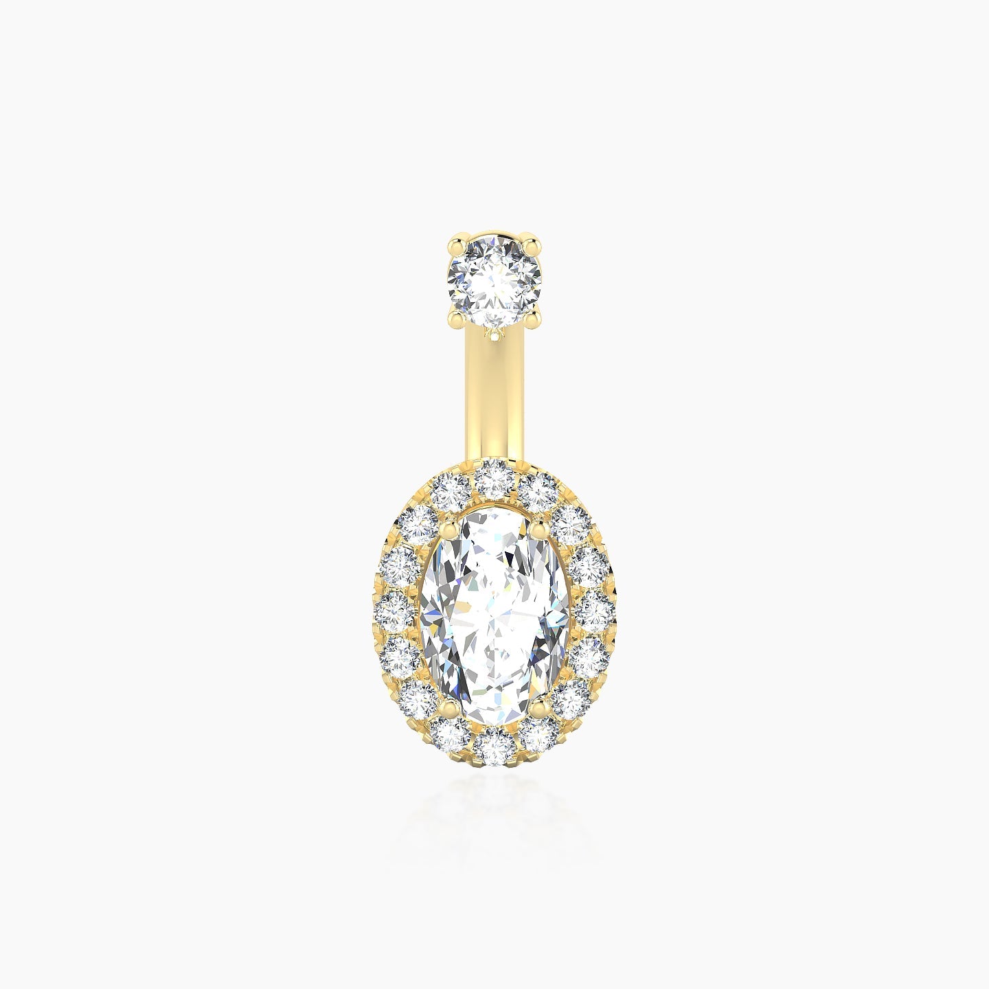 Eirene | 18k Yellow Gold 10 mm 9 mm Halo Oval Diamond Navel Piercing