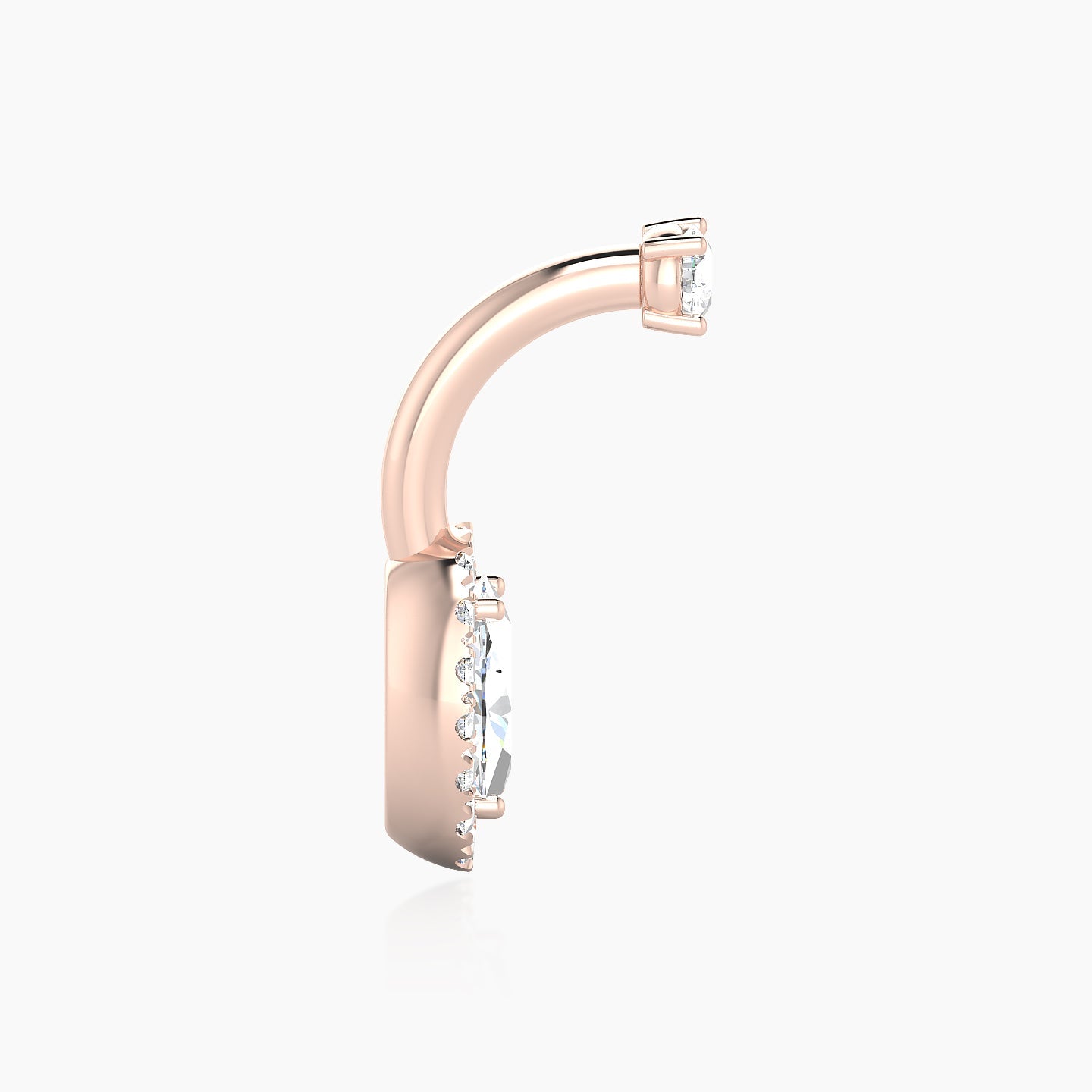 Eirene | 18k Rose Gold 10 mm 9 mm Halo Oval Diamond Navel Piercing