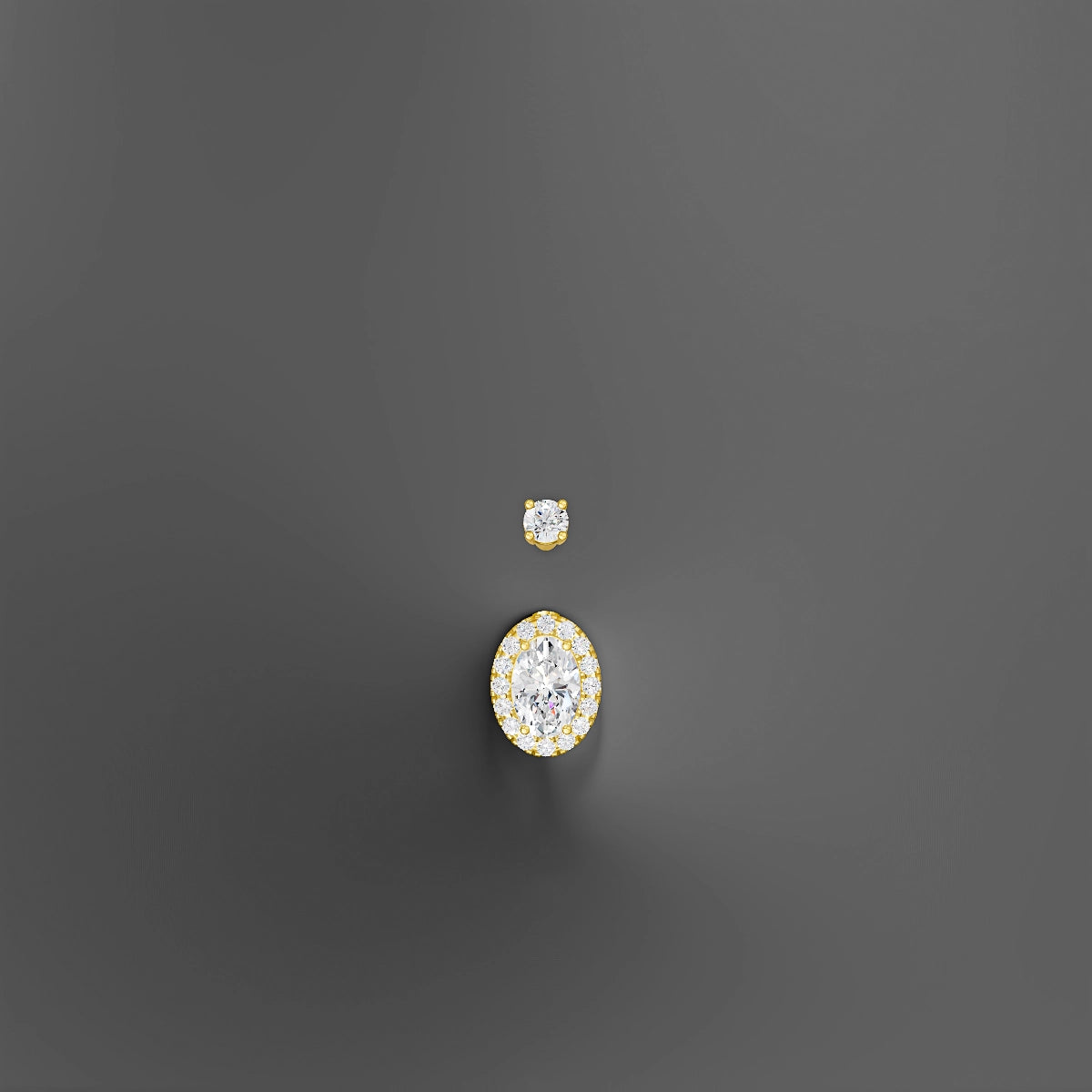Eirene | 18k Yellow Gold 8.5 mm 6 mm Halo Oval Diamond Belly Piercing