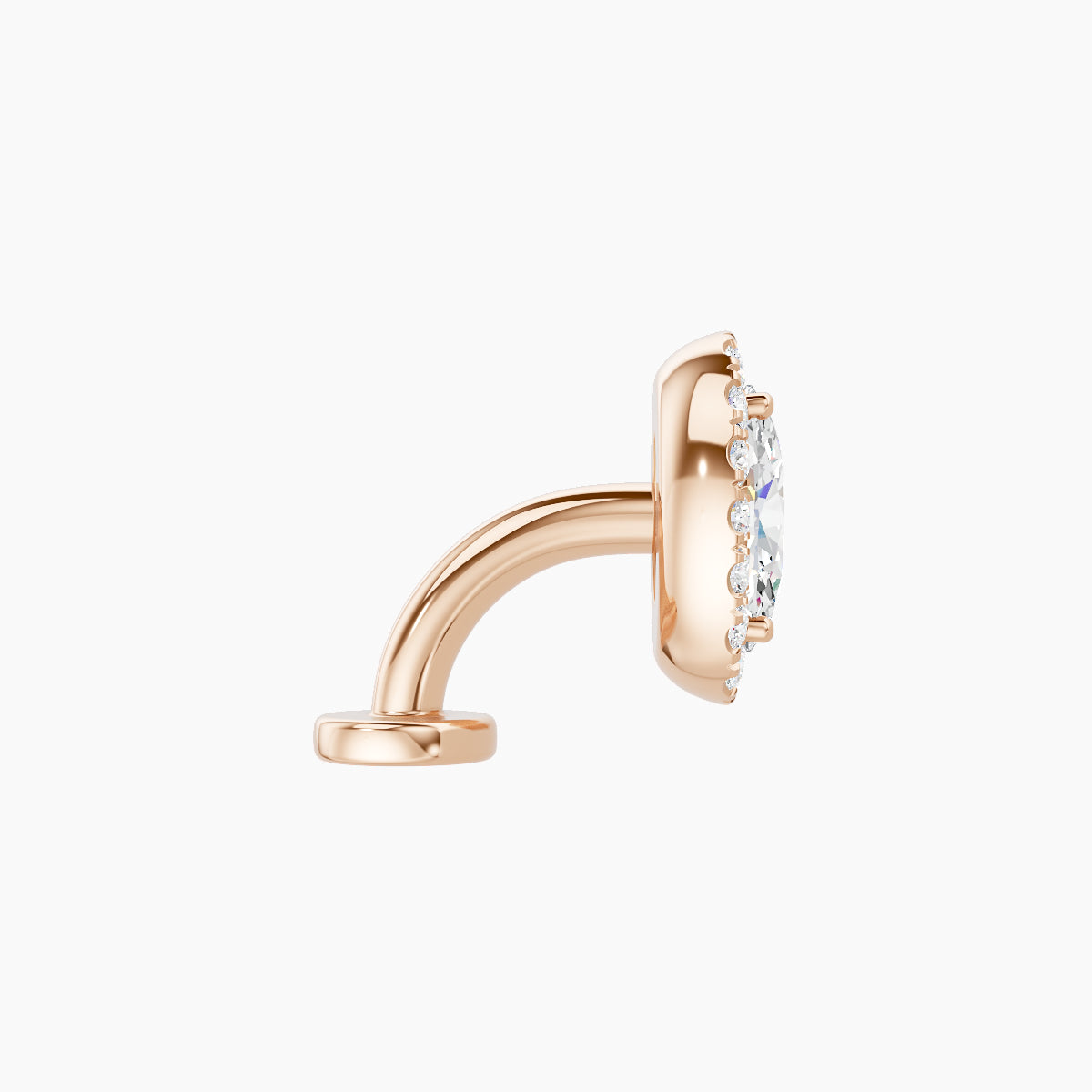 Eirene | 18k Rose Gold 8.5 mm 6 mm Halo Oval Diamond Floating Navel Piercing