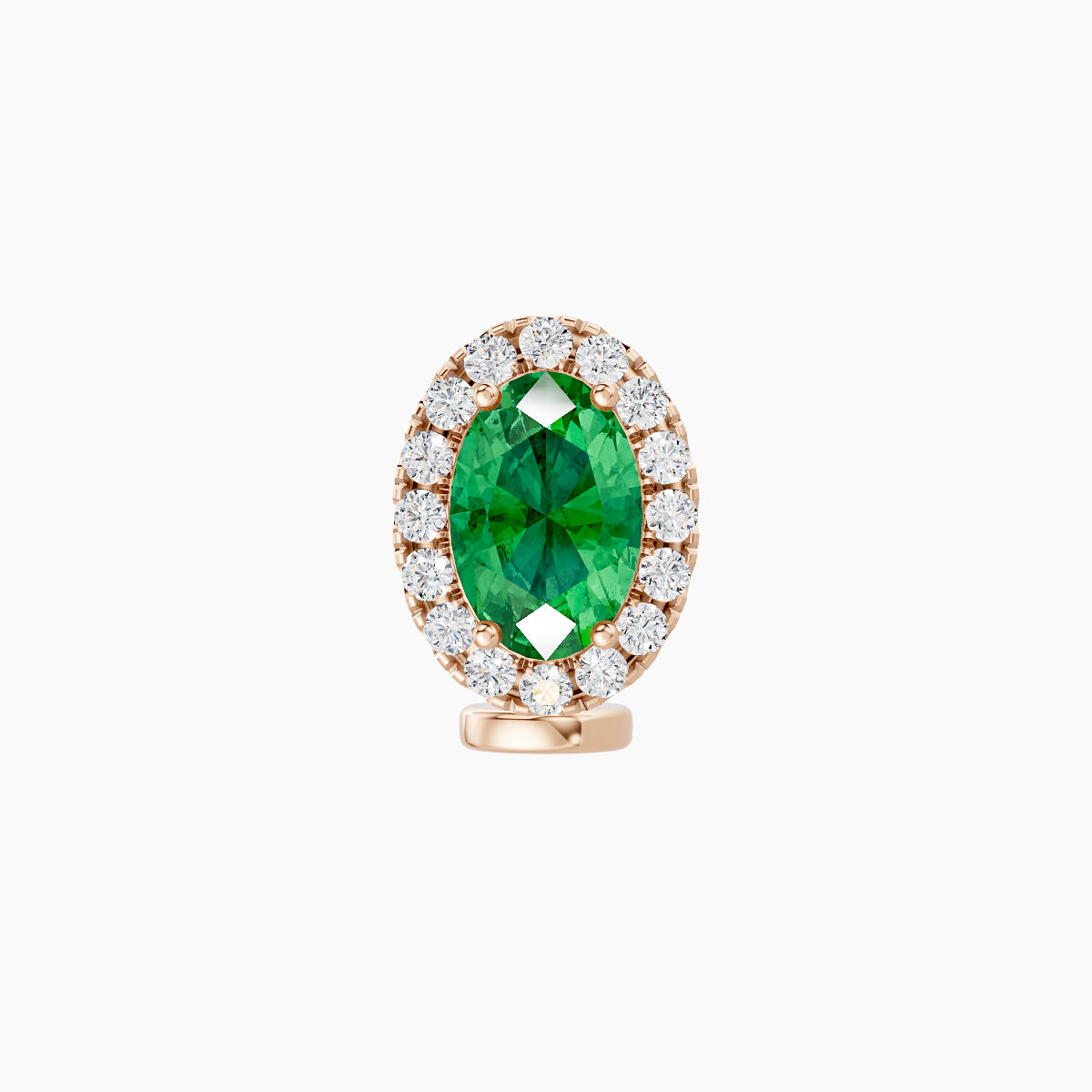 Eirene | 18k Rose Gold 6 mm 8.5 mm Halo Oval Emerald & Diamond Floating Navel Piercing
