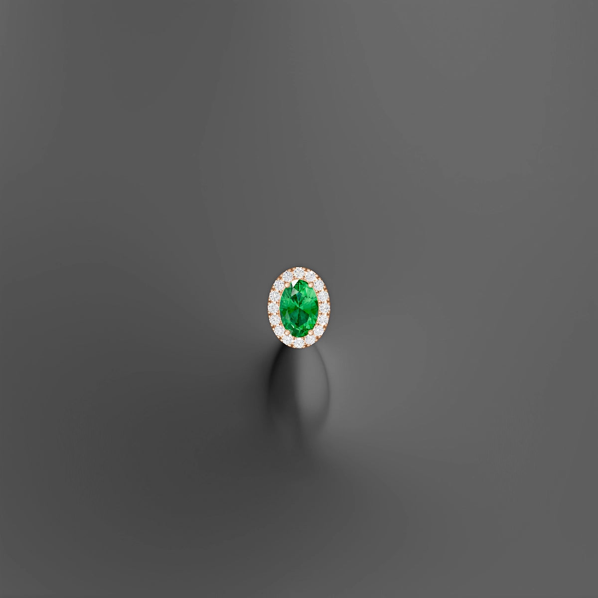 Eirene | 18k Rose Gold 6 mm 8.5 mm Halo Oval Emerald & Diamond Floating Navel Piercing