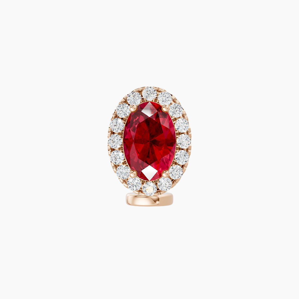 Eirene | 18k Rose Gold 6 mm 8.5 mm Halo Oval Ruby & Diamond Floating Navel Piercing
