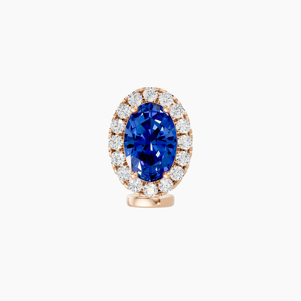Eirene | 18k Rose Gold 6 mm 8.5 mm Halo Oval Sapphire & Diamond Floating Navel Piercing