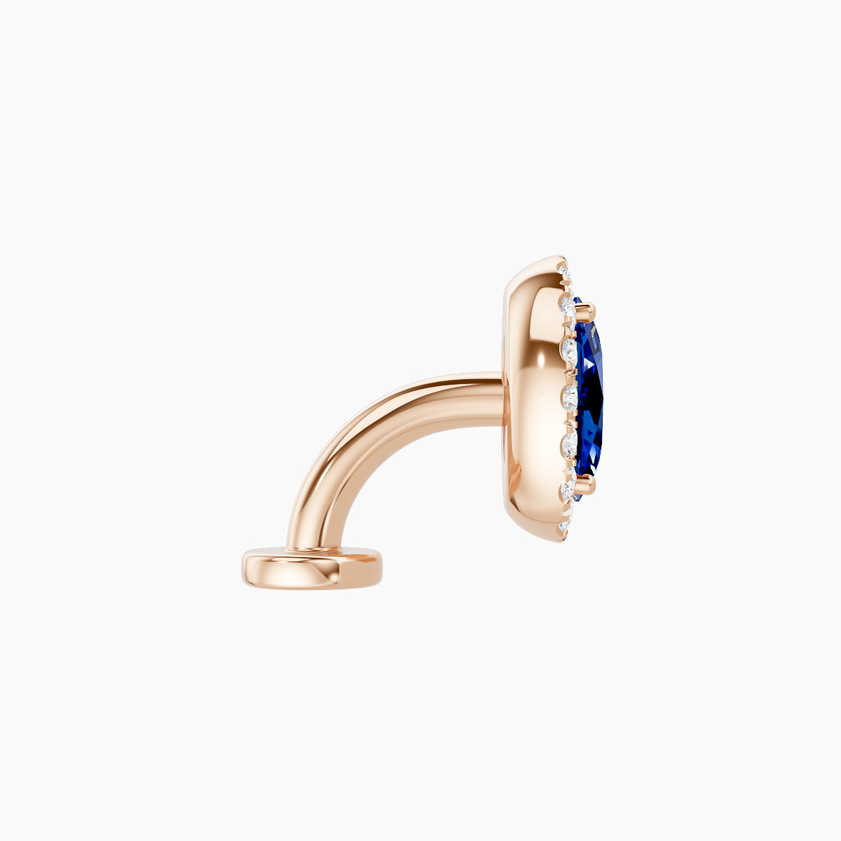 Eirene | 18k Rose Gold 6 mm 8.5 mm Halo Oval Sapphire & Diamond Floating Navel Piercing