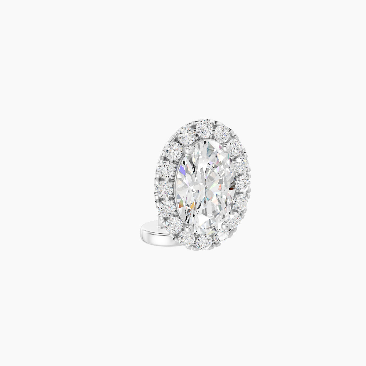 Eirene | 18k White Gold 8.5 mm 6 mm Halo Oval Diamond Floating Navel Piercing