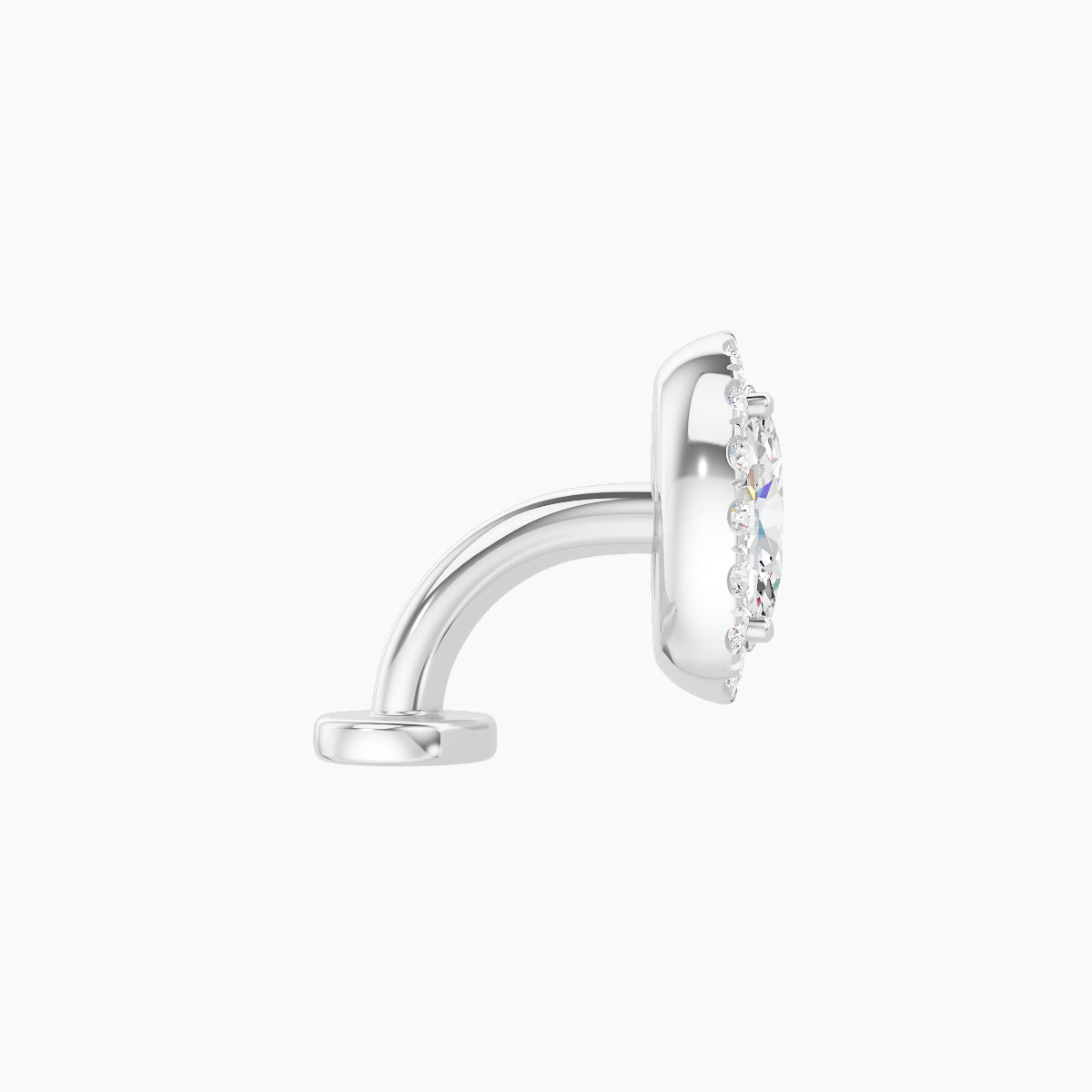 Eirene | 18k White Gold 8.5 mm 6 mm Halo Oval Diamond Floating Navel Piercing