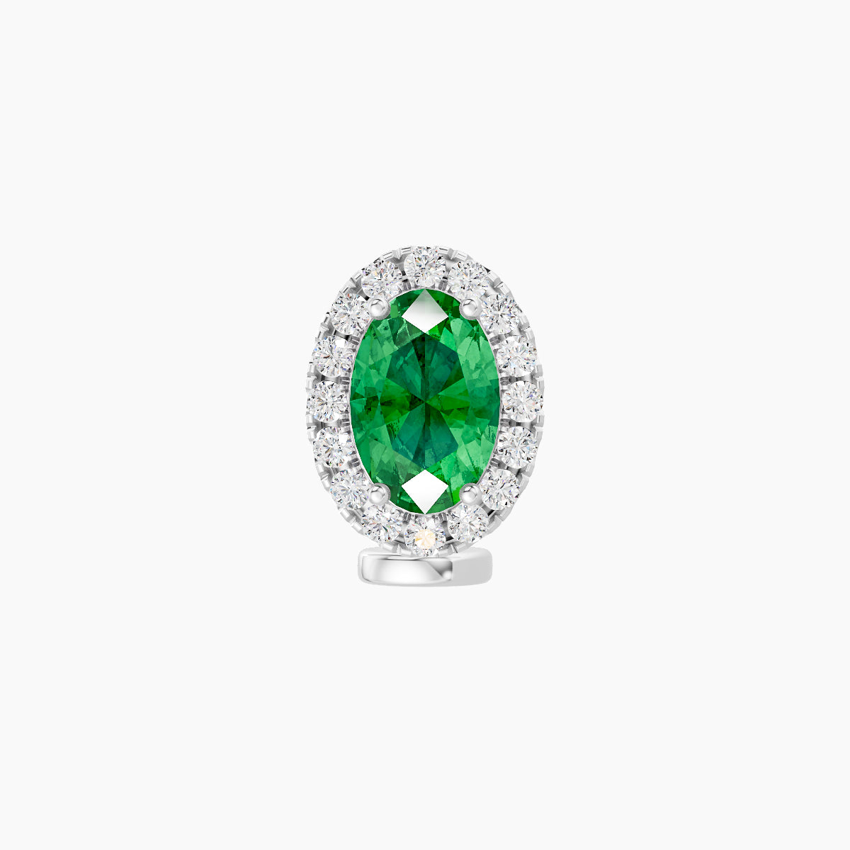 Eirene | 18k White Gold 6 mm 8.5 mm Halo Oval Emerald & Diamond Floating Navel Piercing