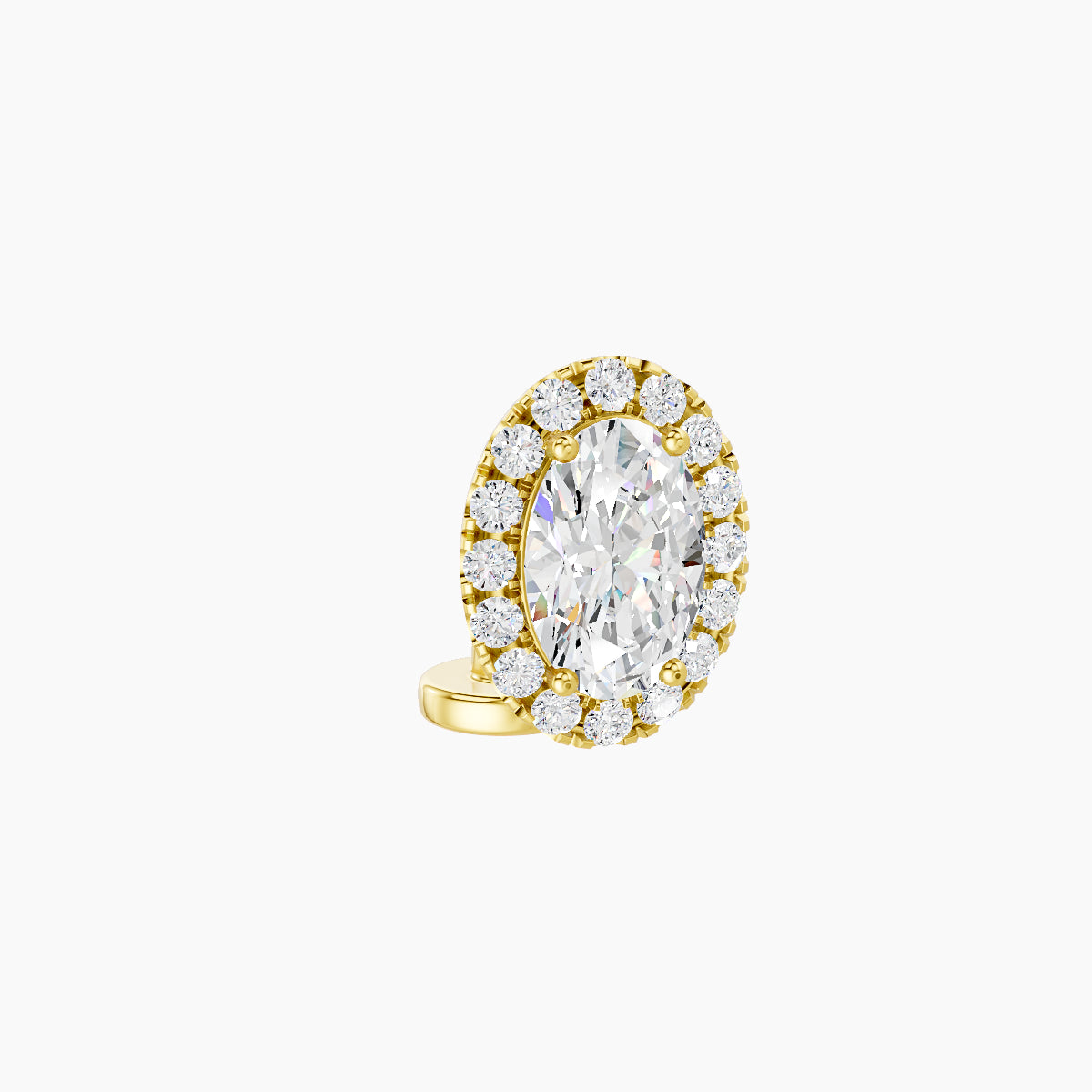Eirene | 18k Yellow Gold 8.5 mm 6 mm Halo Oval Diamond Floating Navel Piercing