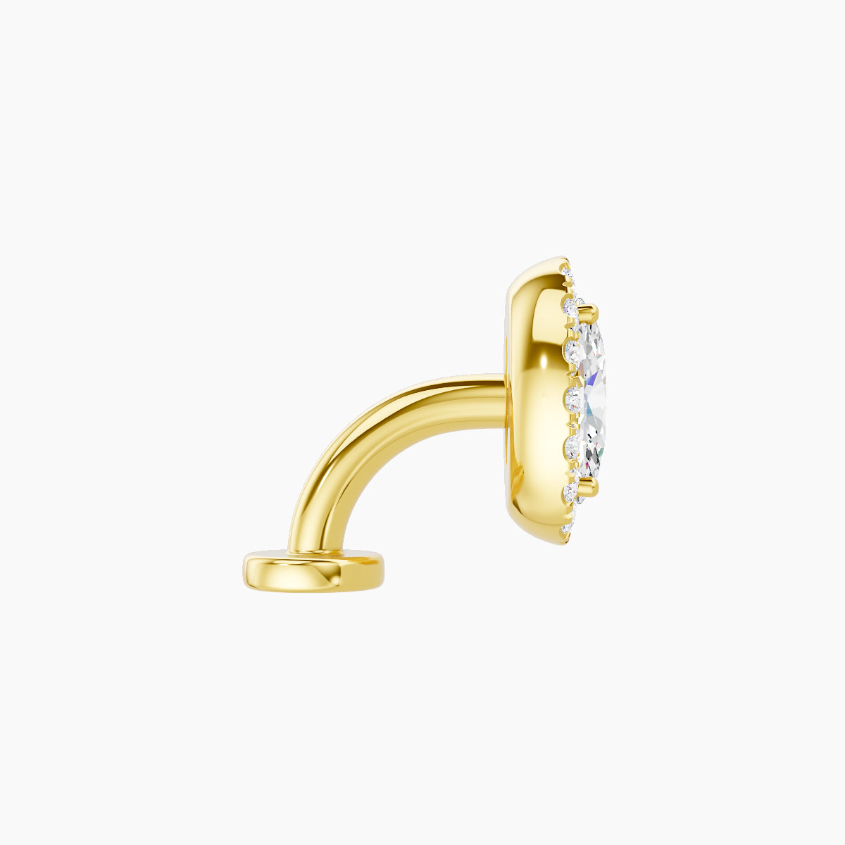 Eirene | 18k Yellow Gold 8.5 mm 6 mm Halo Oval Diamond Floating Navel Piercing
