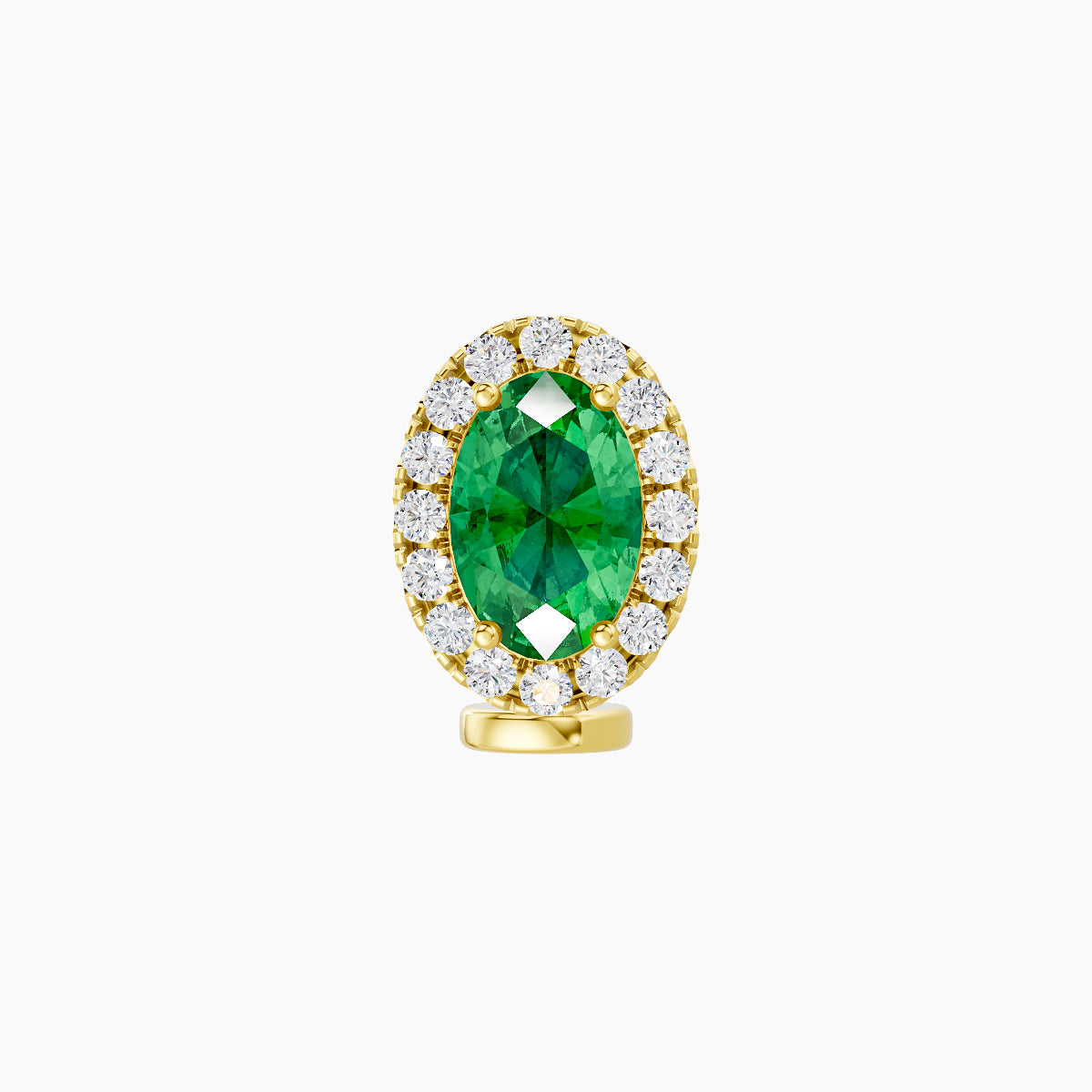 Eirene | 18k Yellow Gold 6 mm 8.5 mm Halo Oval Emerald & Diamond Floating Navel Piercing