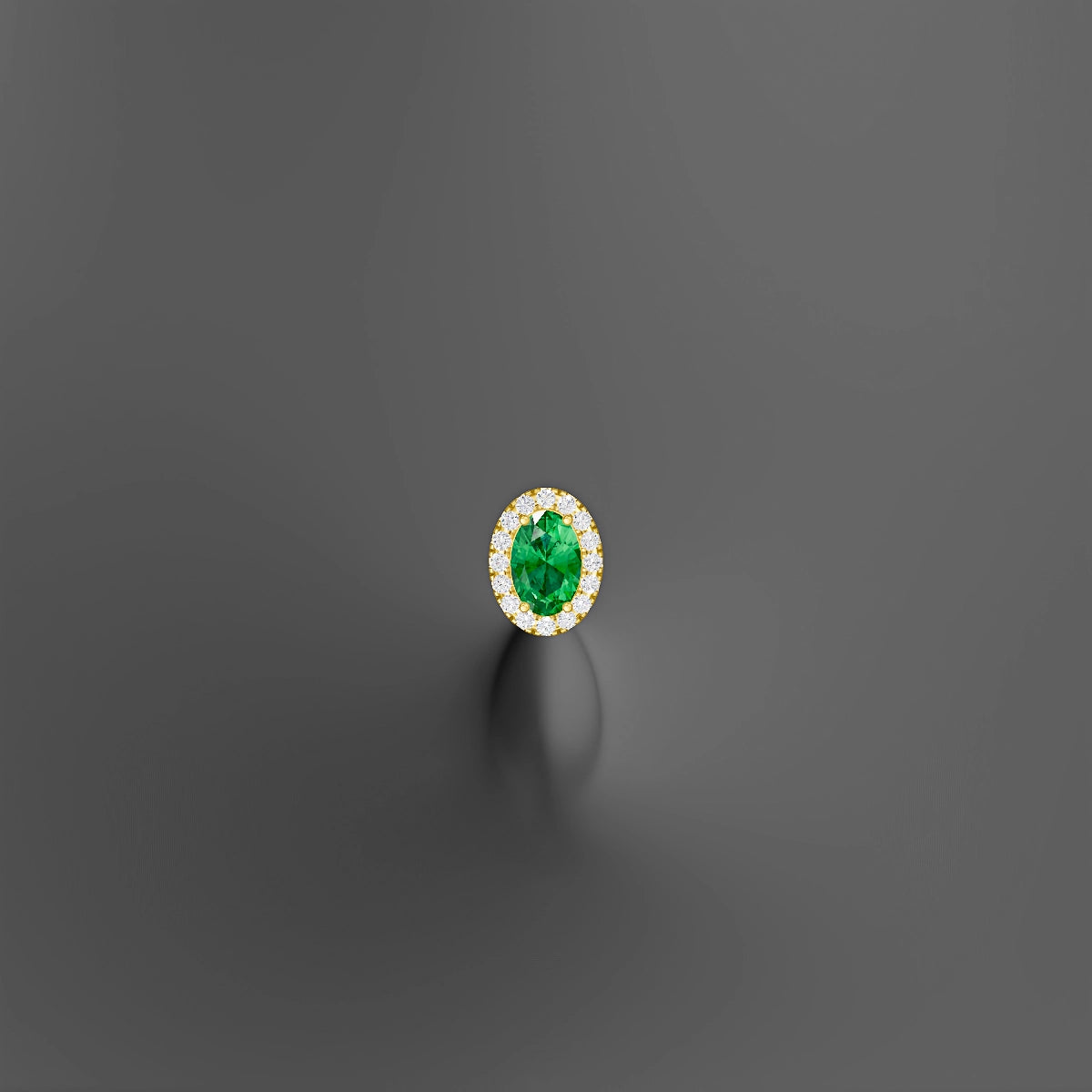 Eirene | 18k Yellow Gold 6 mm 8.5 mm Halo Oval Emerald & Diamond Floating Navel Piercing