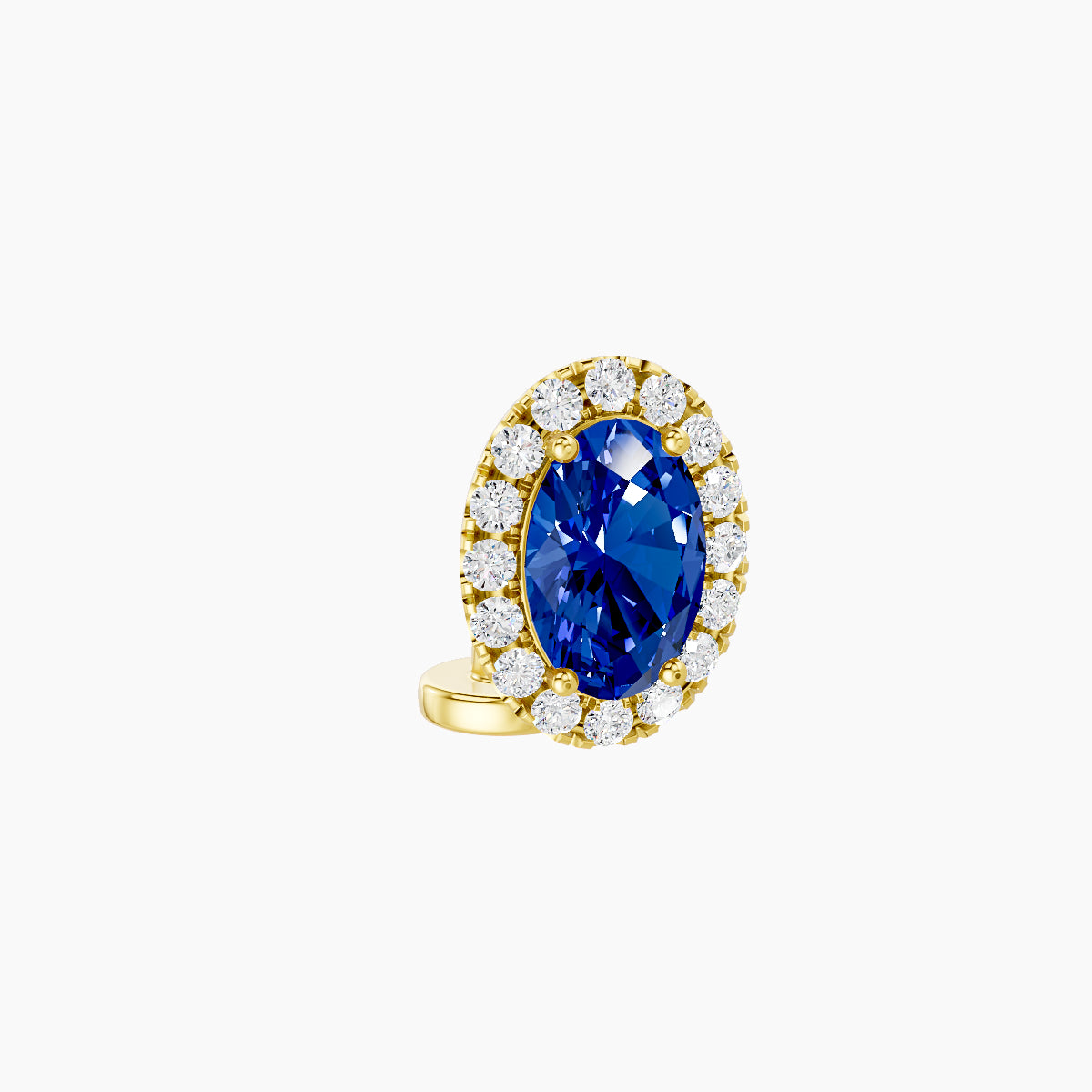 Eirene | 18k Yellow Gold 6 mm 8.5 mm Halo Oval Sapphire & Diamond Floating Navel Piercing