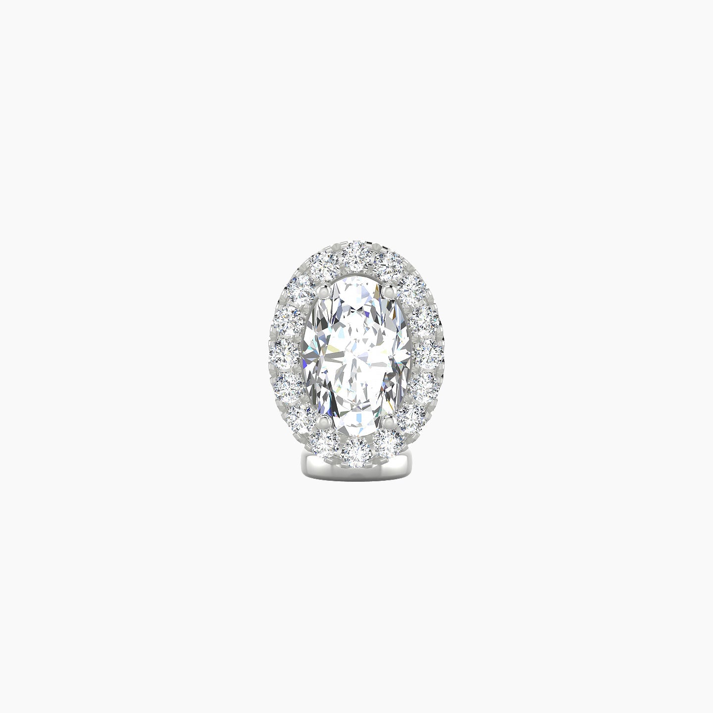 Eirene | 18k White Gold 9 mm 6 mm Halo Oval Diamond Floating Navel Piercing