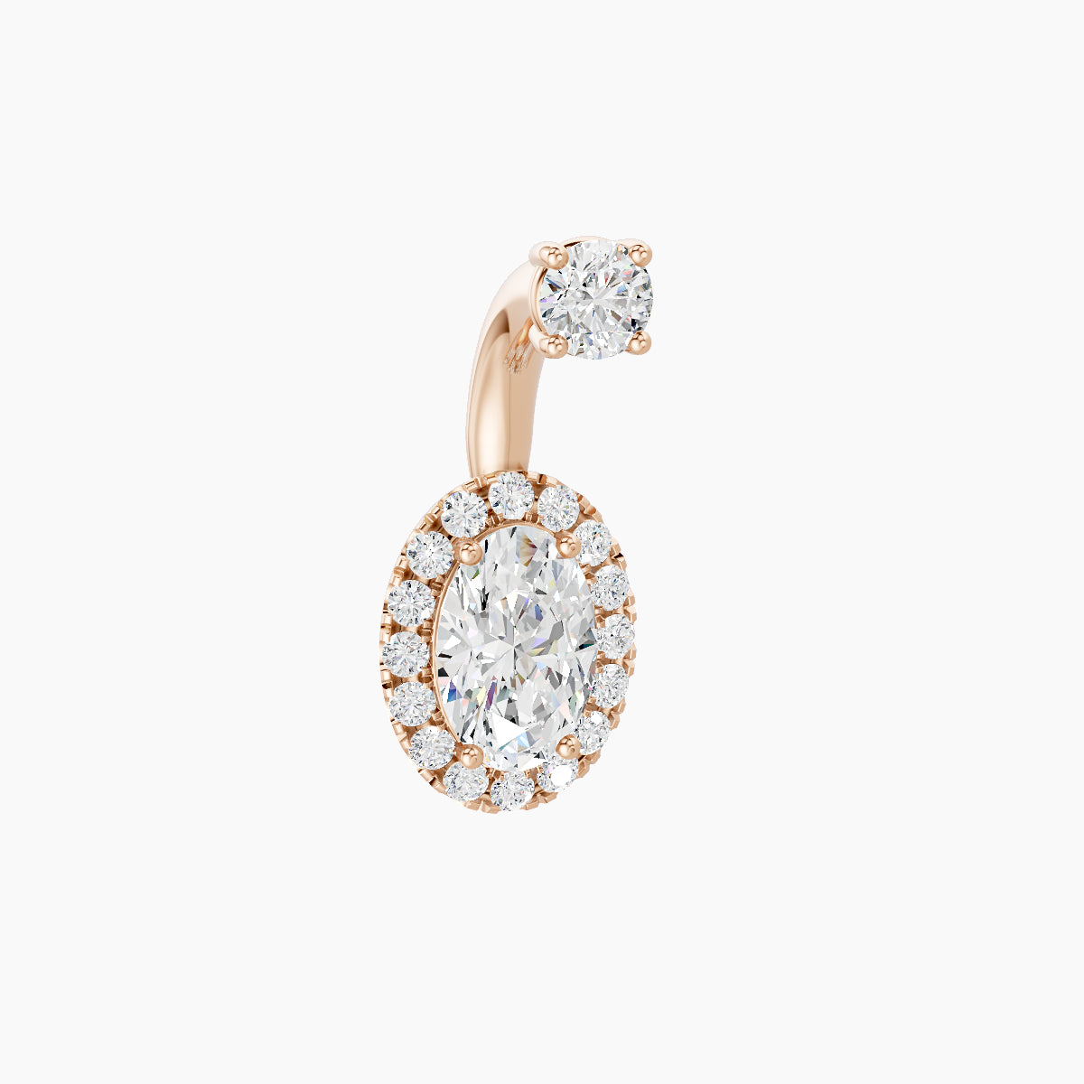 Eirene | 18k Rose Gold 8.5 mm 6 mm Halo Oval Diamond Navel Piercing