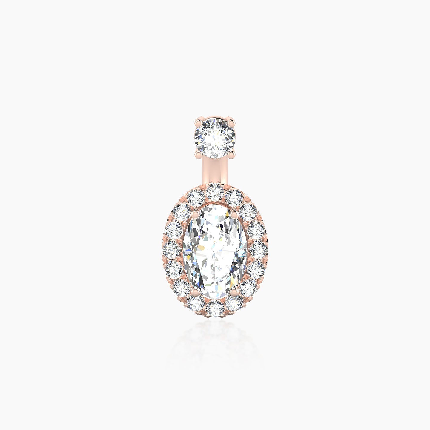 Eirene | 18k Rose Gold 6 mm 9 mm Halo Oval Diamond Navel Piercing